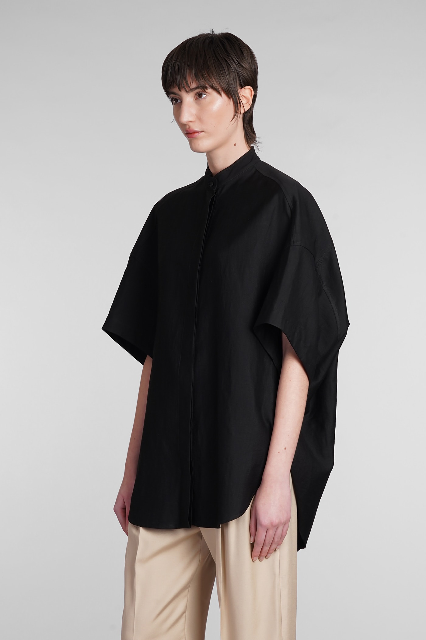 Shop Stella Mccartney Shirt In Black Linen