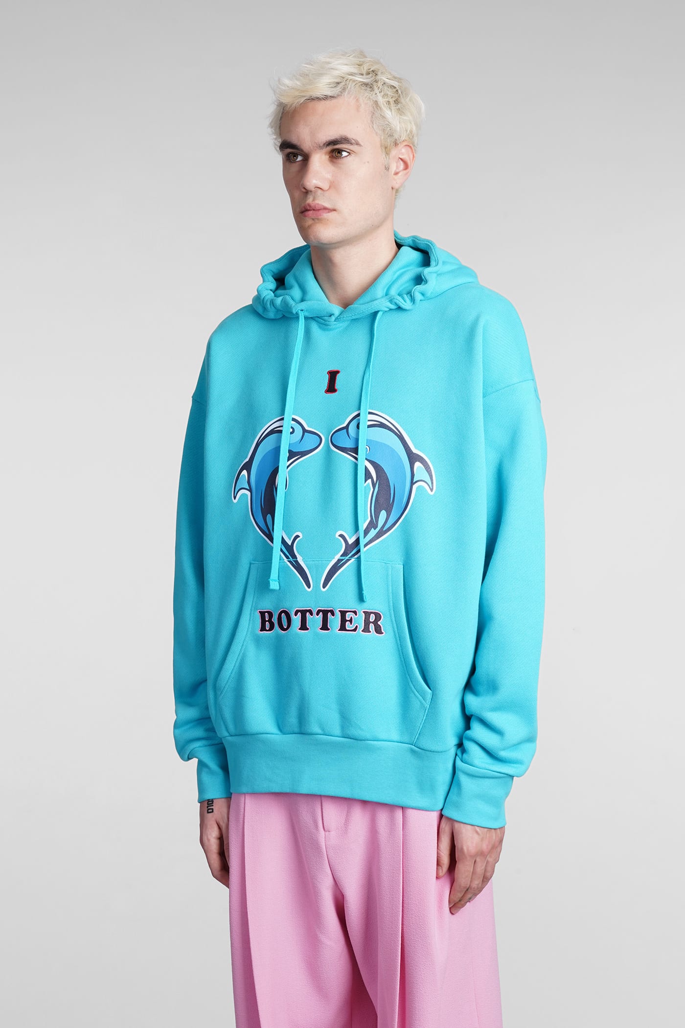 Shop Botter Sweatshirt In Cyan Cotton In Light Blue