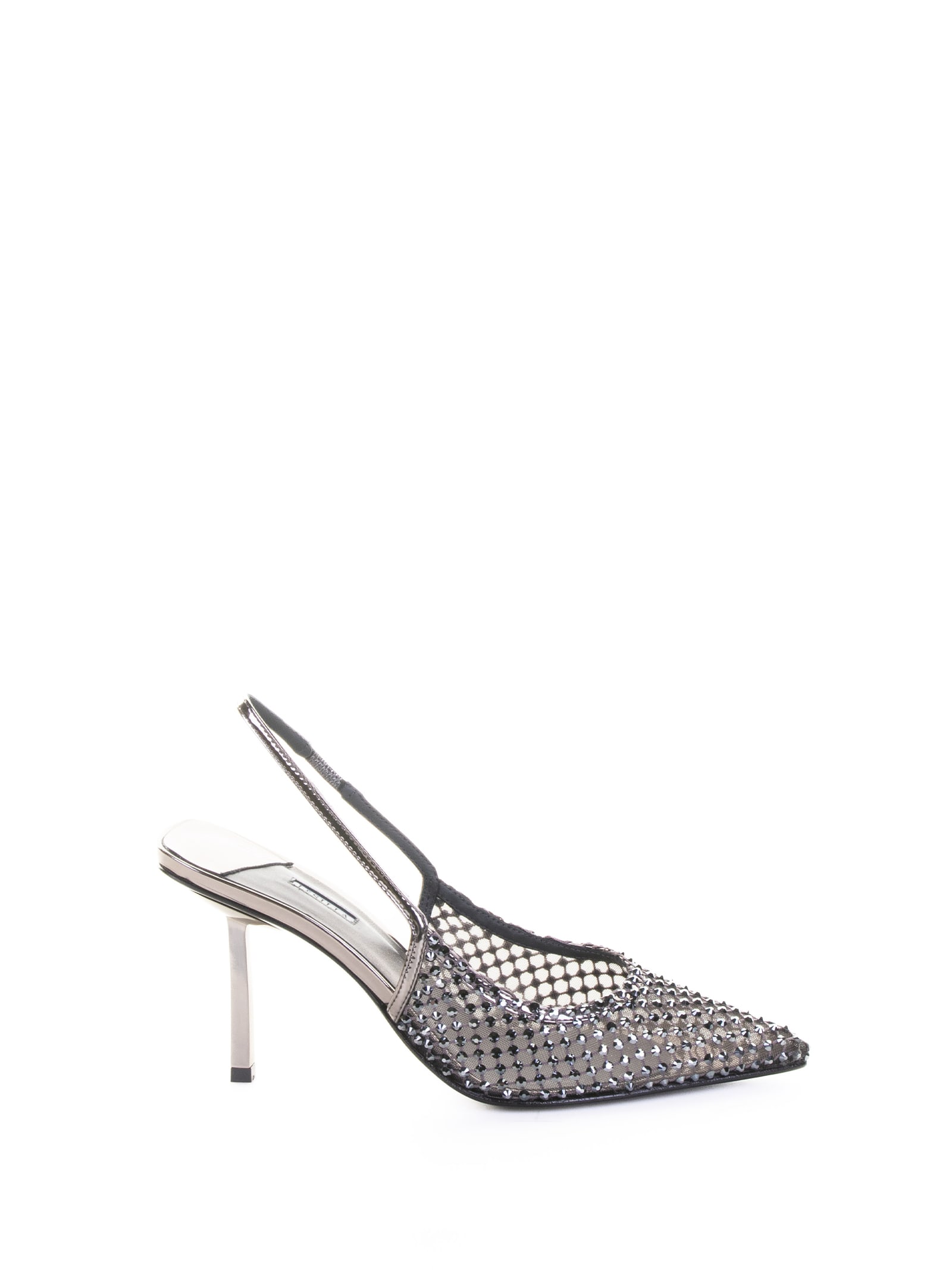 Le Silla Gilda 80 Crystal-embellished Slingback Pumps In Gray