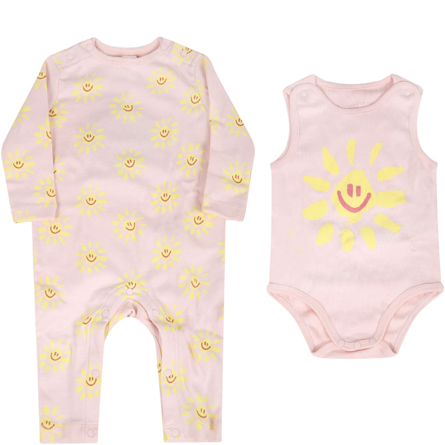 Stella McCartney Kids Pink Set For Baby Girl With Sun
