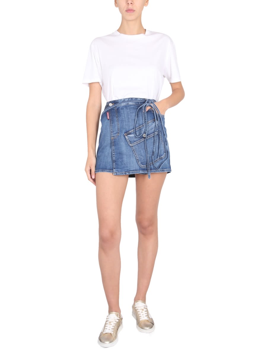 Shop Dsquared2 Skirt With Pocket In Blue