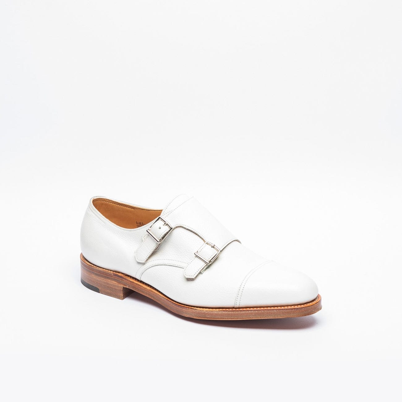 William White Buffalo Calf Monk Strap Shoe