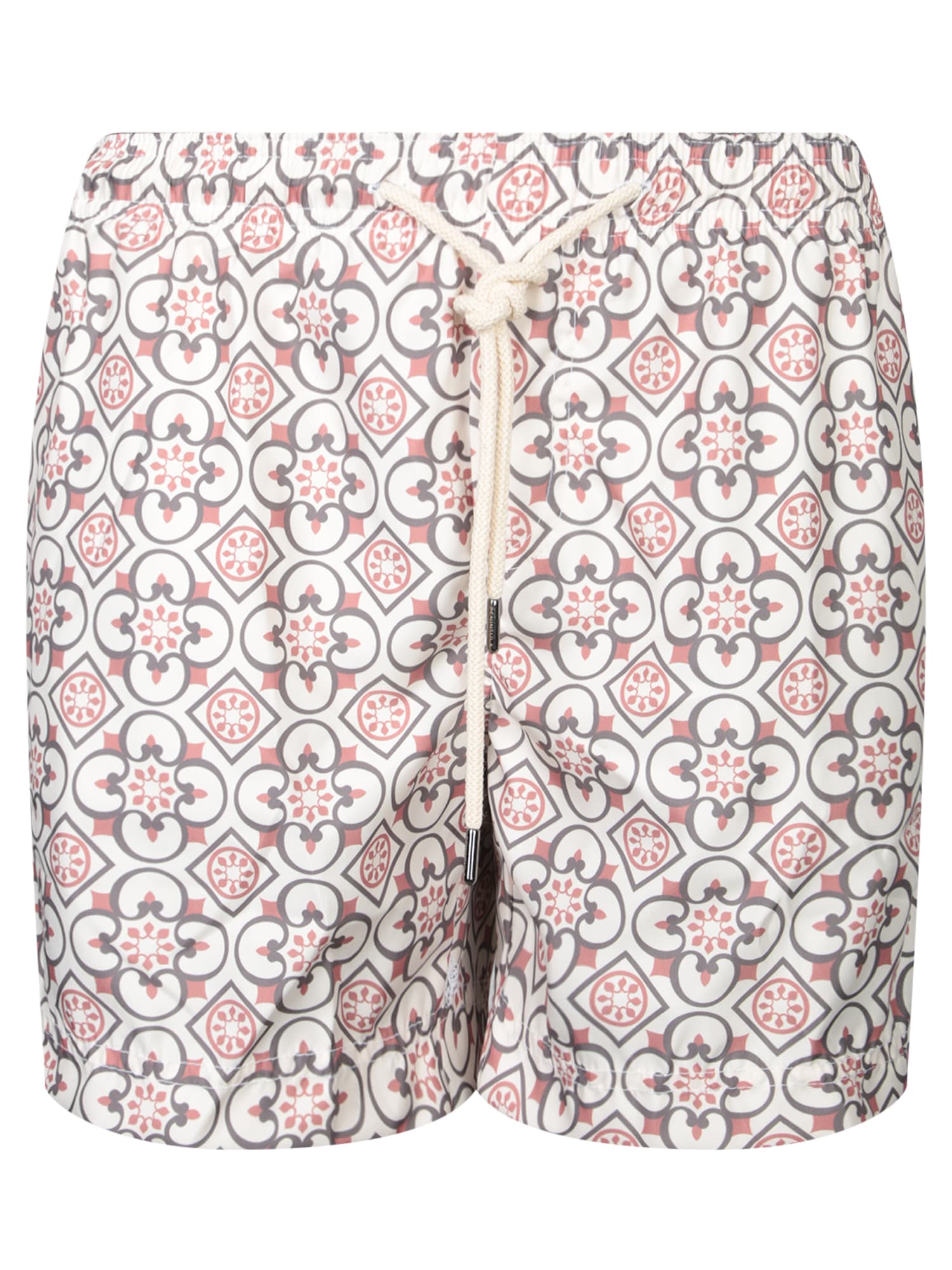 Patterned Beige Boxer Swim Shorts