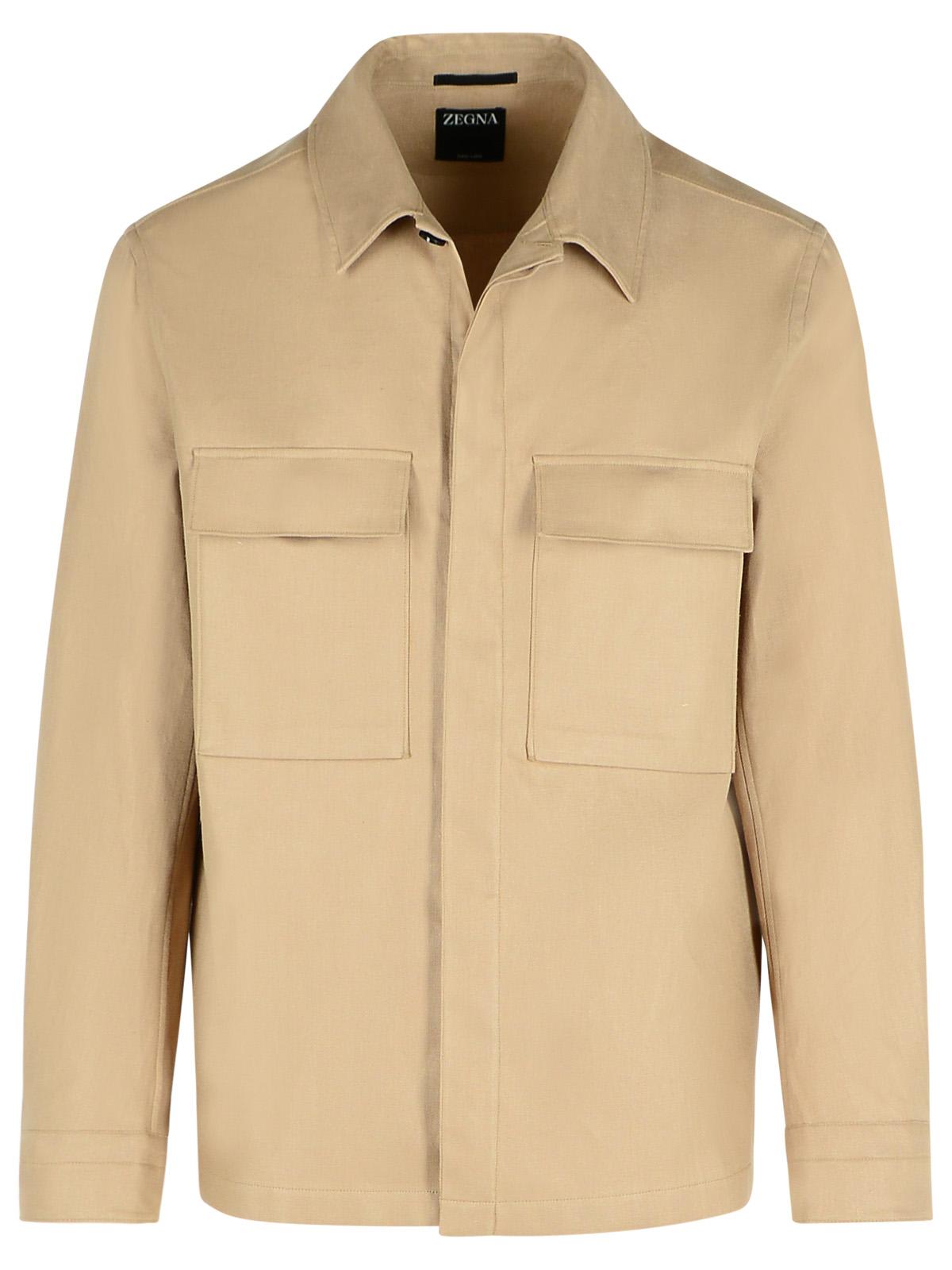 Shop Zegna Beige Linen Jacket