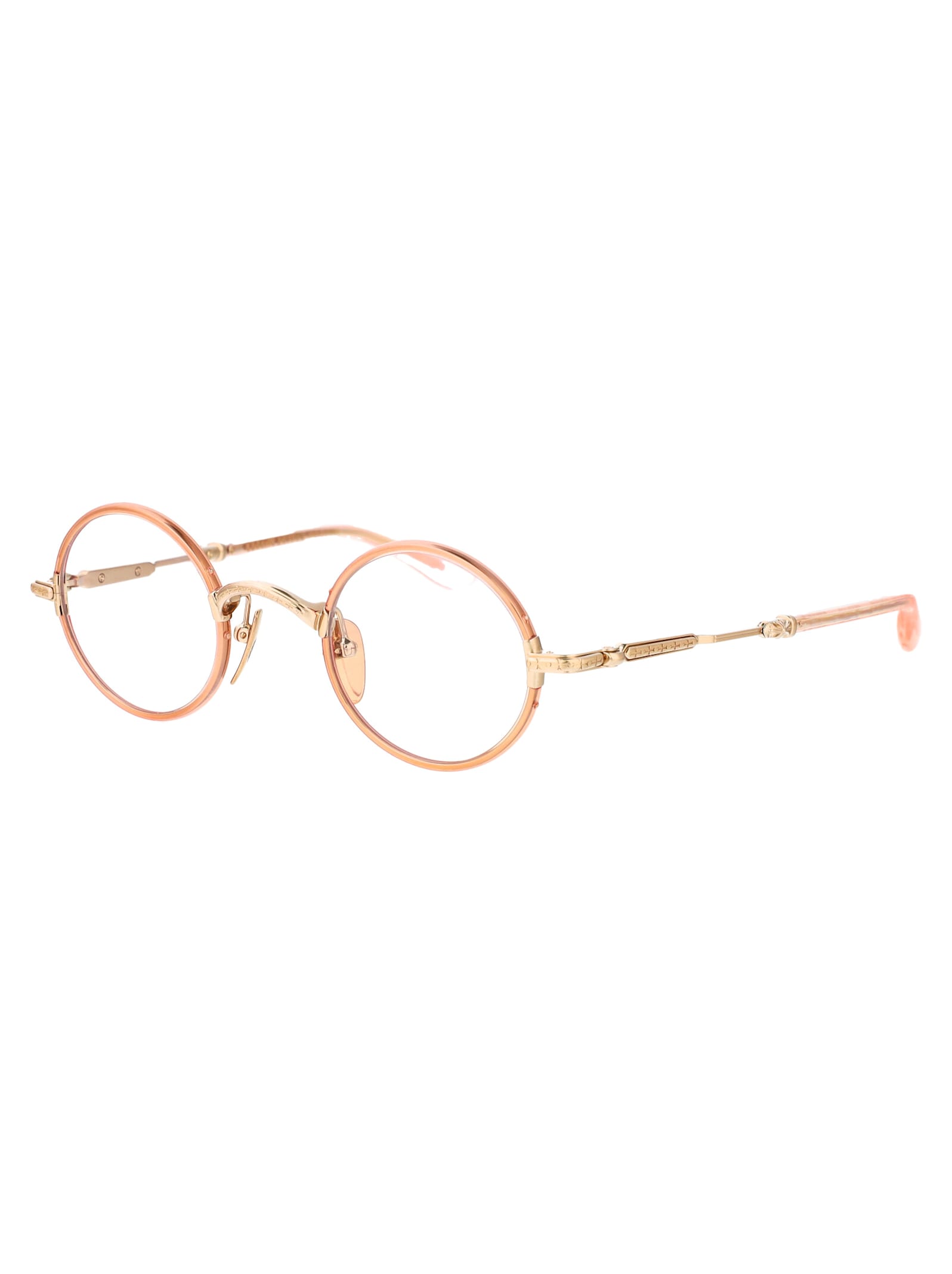 Shop Chrome Hearts Edith F. Glasses In Pink Crystal/gold Plated