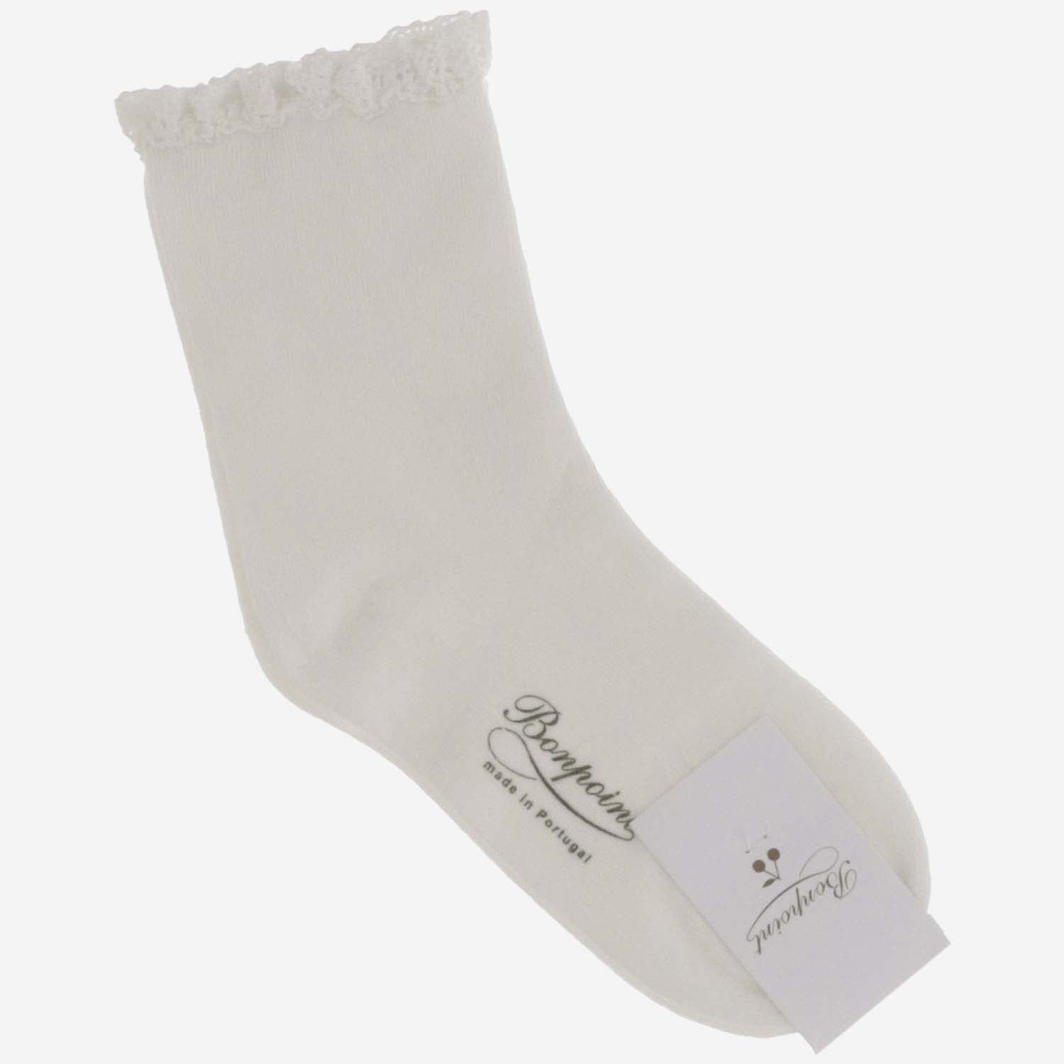 Bonpoint Kids' Stretch Cotton Ruffle Socks In White