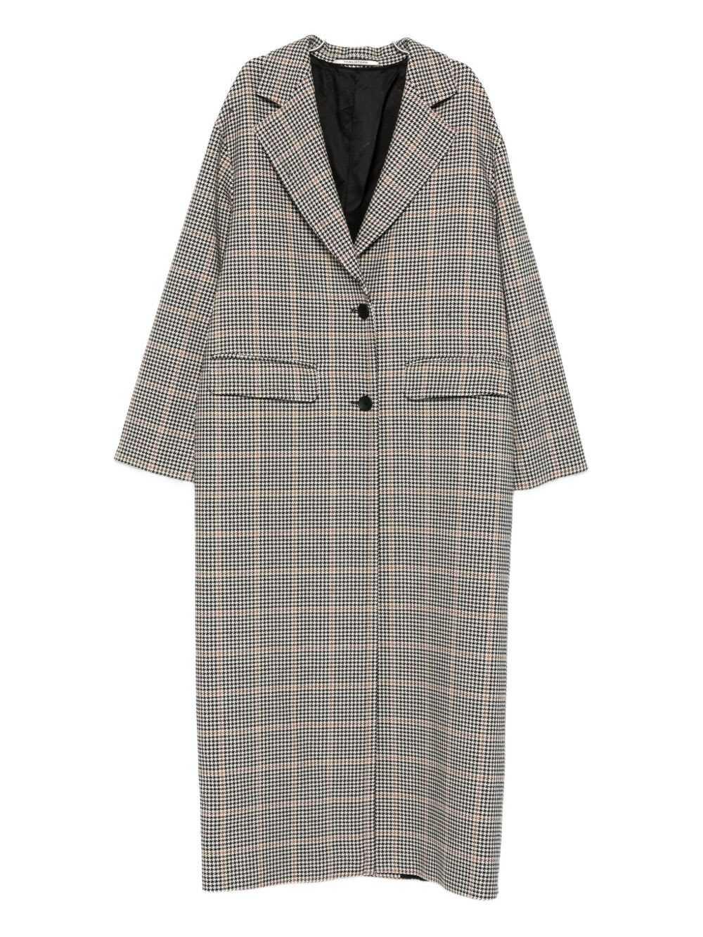 Tagliatore Houndstooth Pattern Wool Coat Pockets In Black