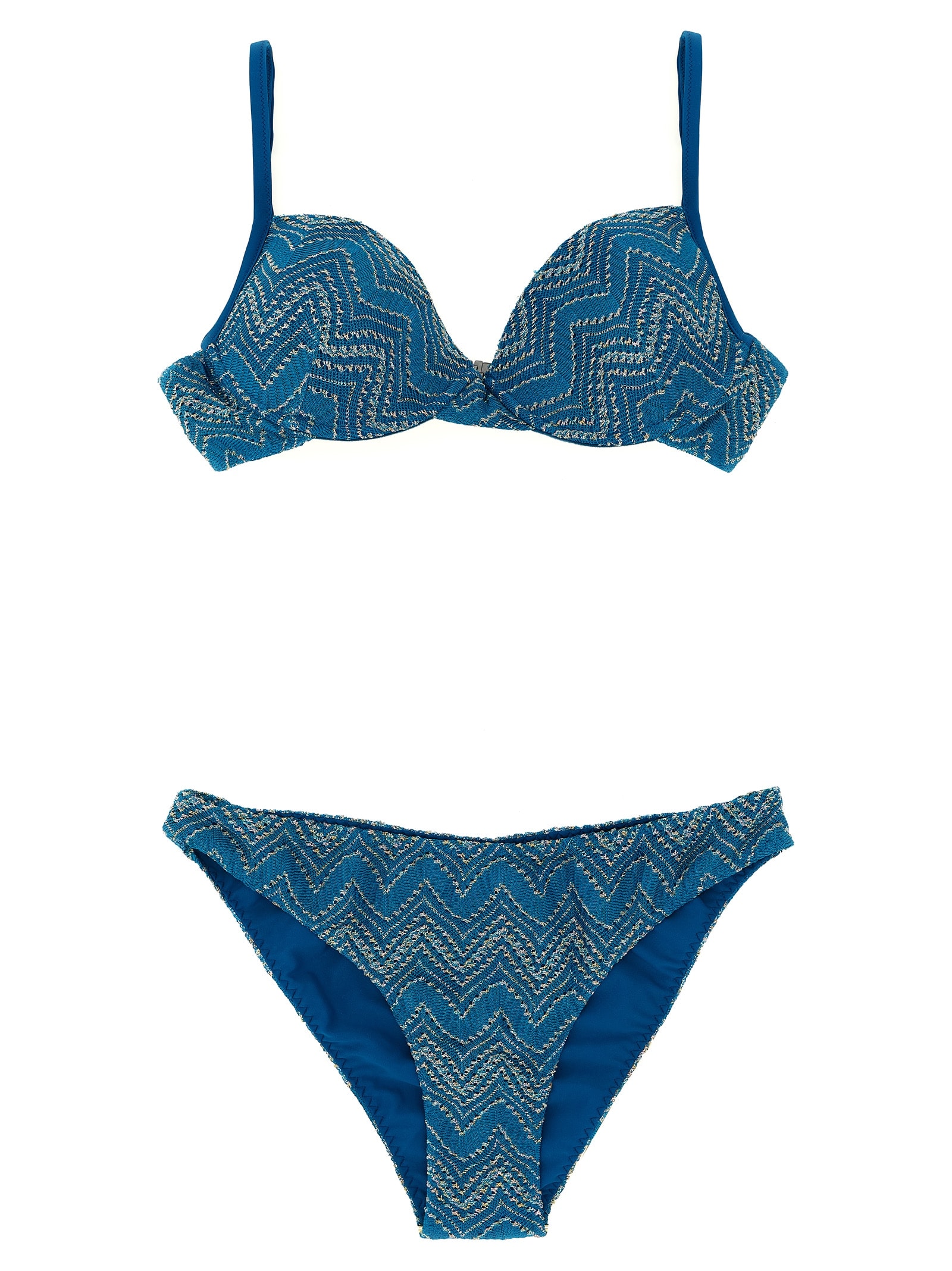 Missoni Zig Zag Lamé Bikini In Blue
