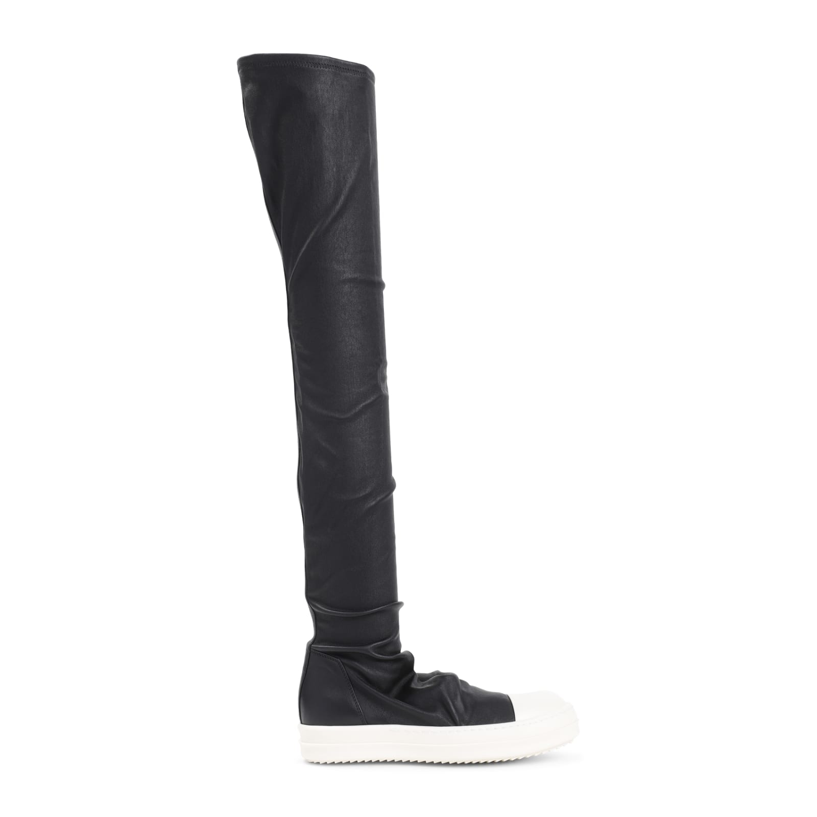 Shop Rick Owens Knee High Stocking Sneakers In Black Milk Milk