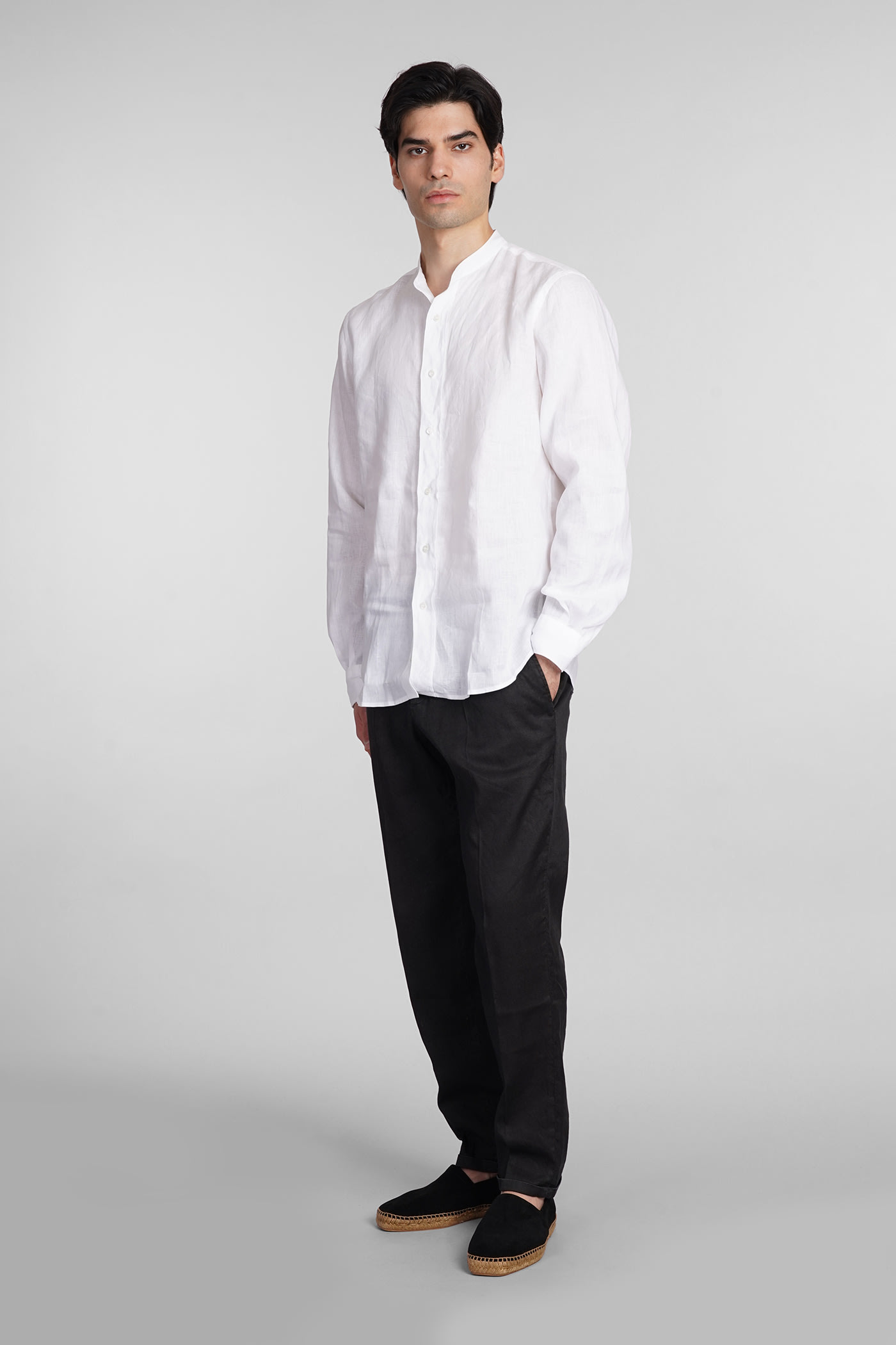 Shop Aspesi Camicia Bruce Shirt In White Linen