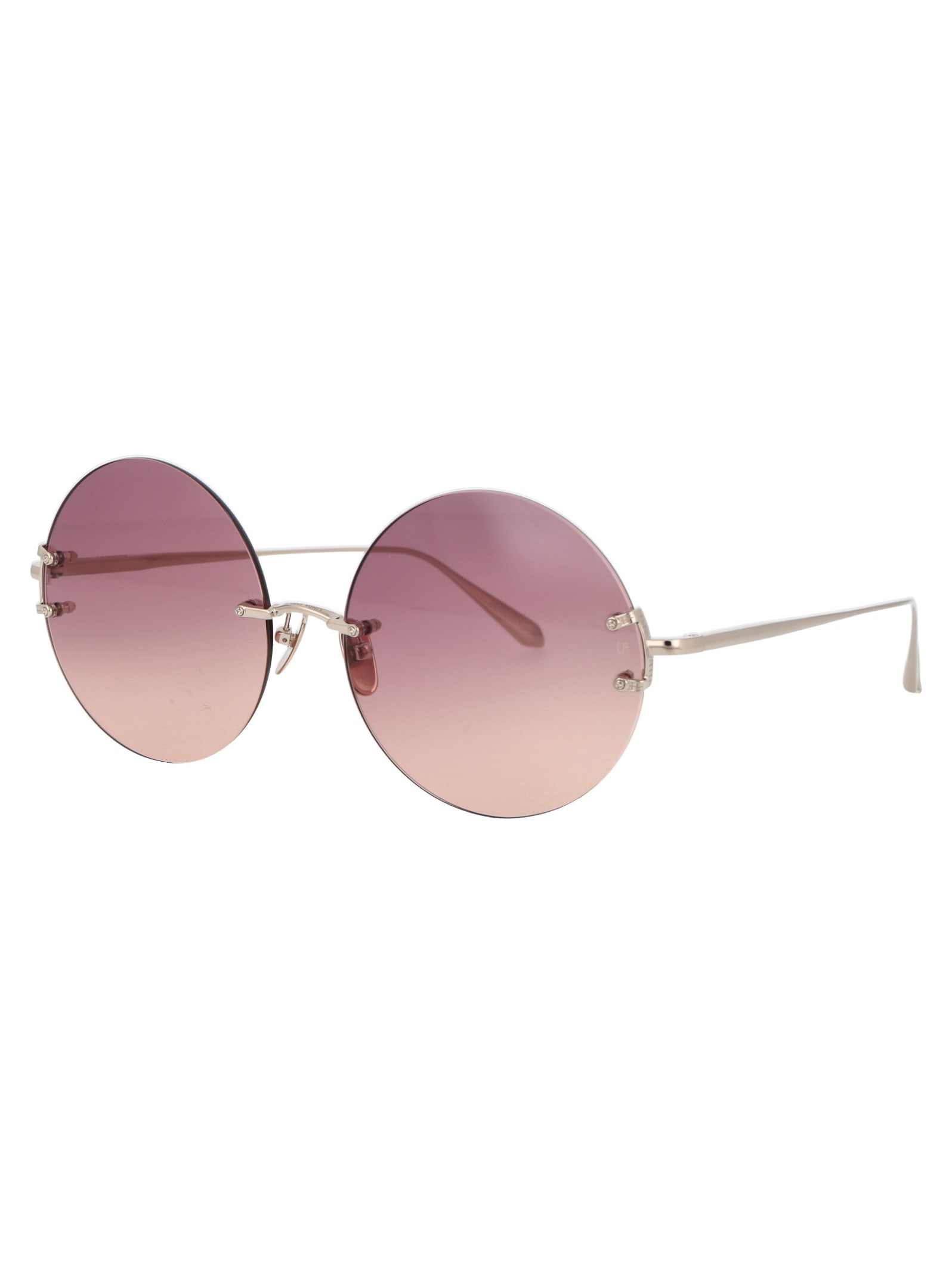 Shop Linda Farrow Lotus Sunglasses In Lightgold/winegrad