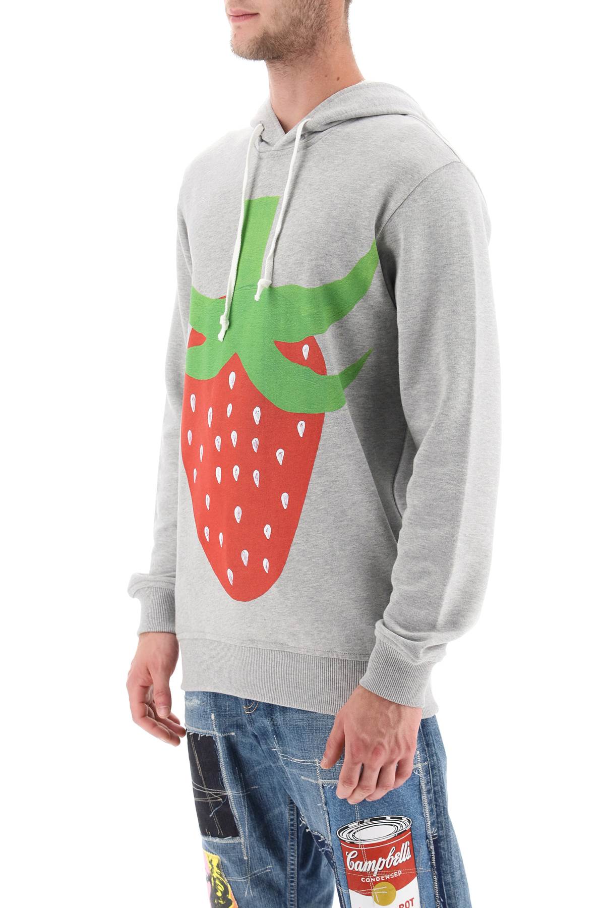 Shop Comme Des Garçons Shirt Strawberry Printed Hoodie In Top Grey (grey)