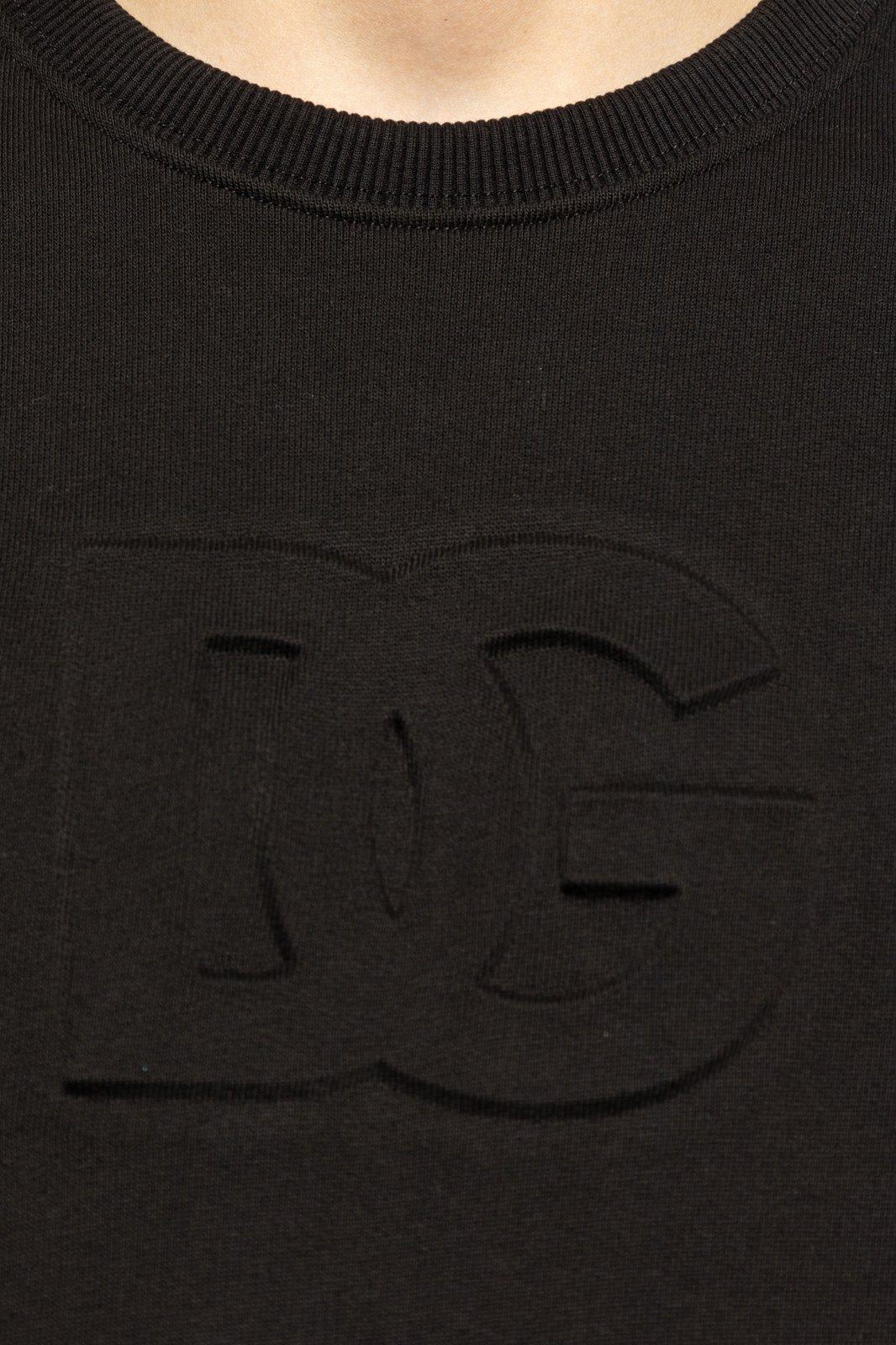 Dolce & Gabbana Logo Embossed Jersey Sweatshirt In Black