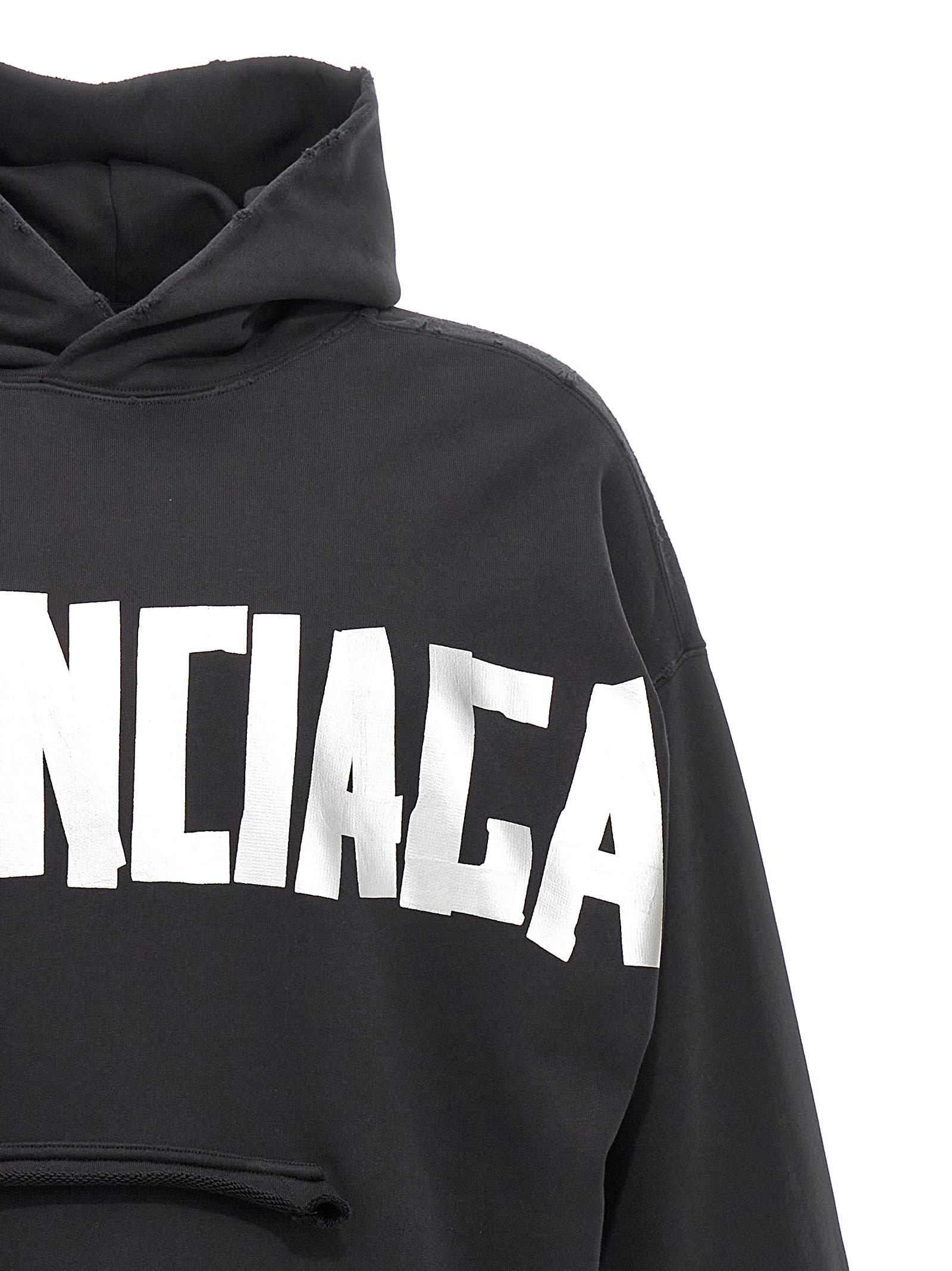 Shop Balenciaga New Tape Type Hoodie In Black