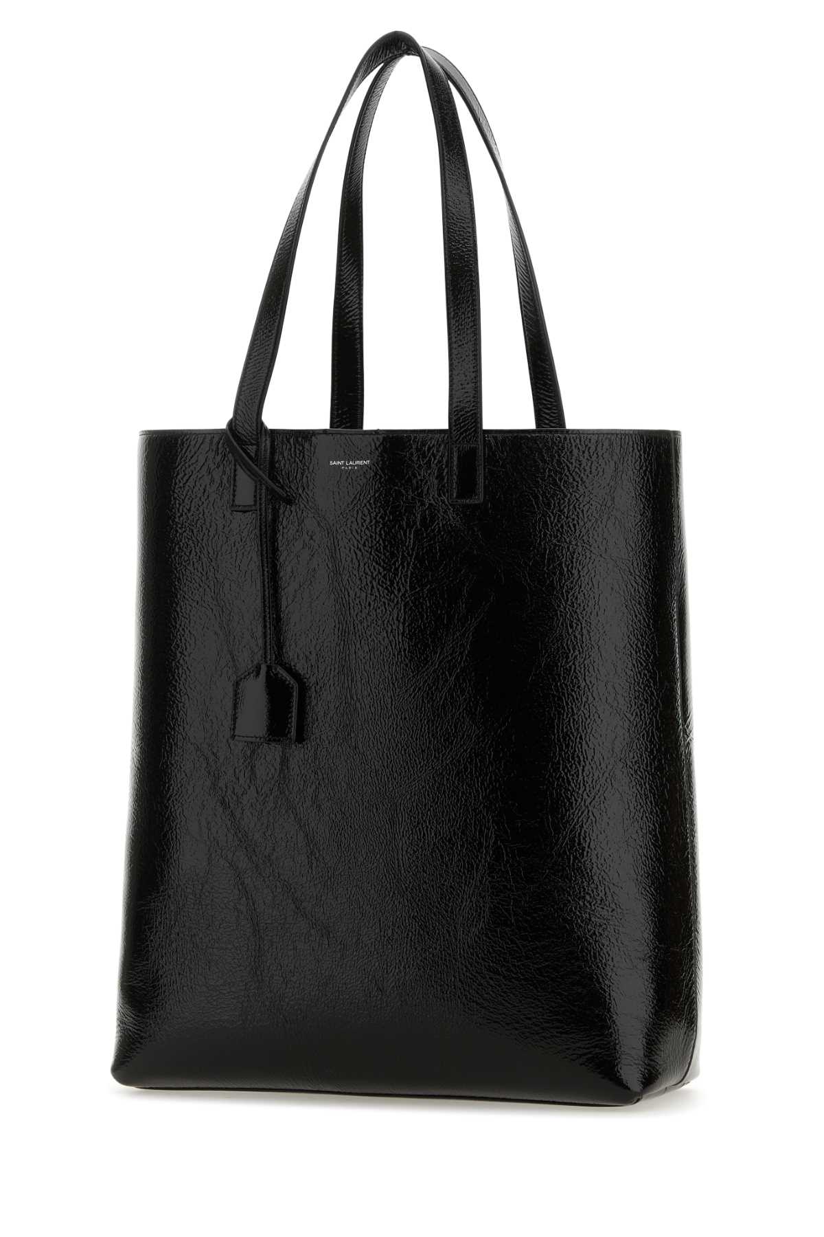 Shop Saint Laurent Black Leather Bold Shopping Bag In Nero