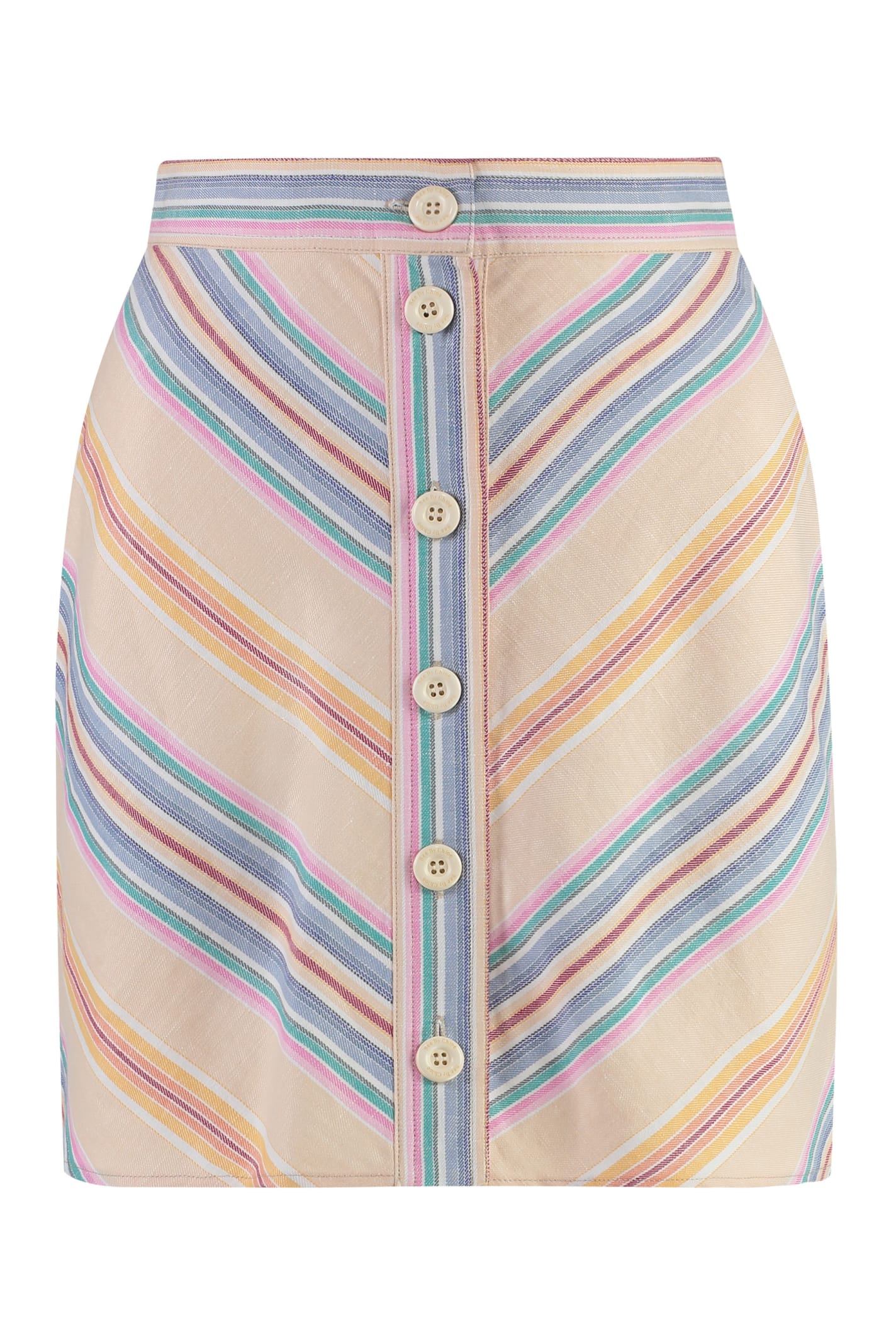 Shop See By Chloé Cotton And Linen Skirt In Multicolor