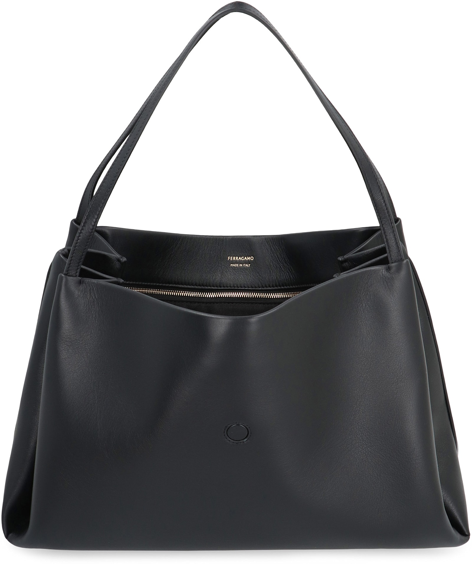Ferragamo Buckle Strap Soft Structure Shoulder Bag In Black