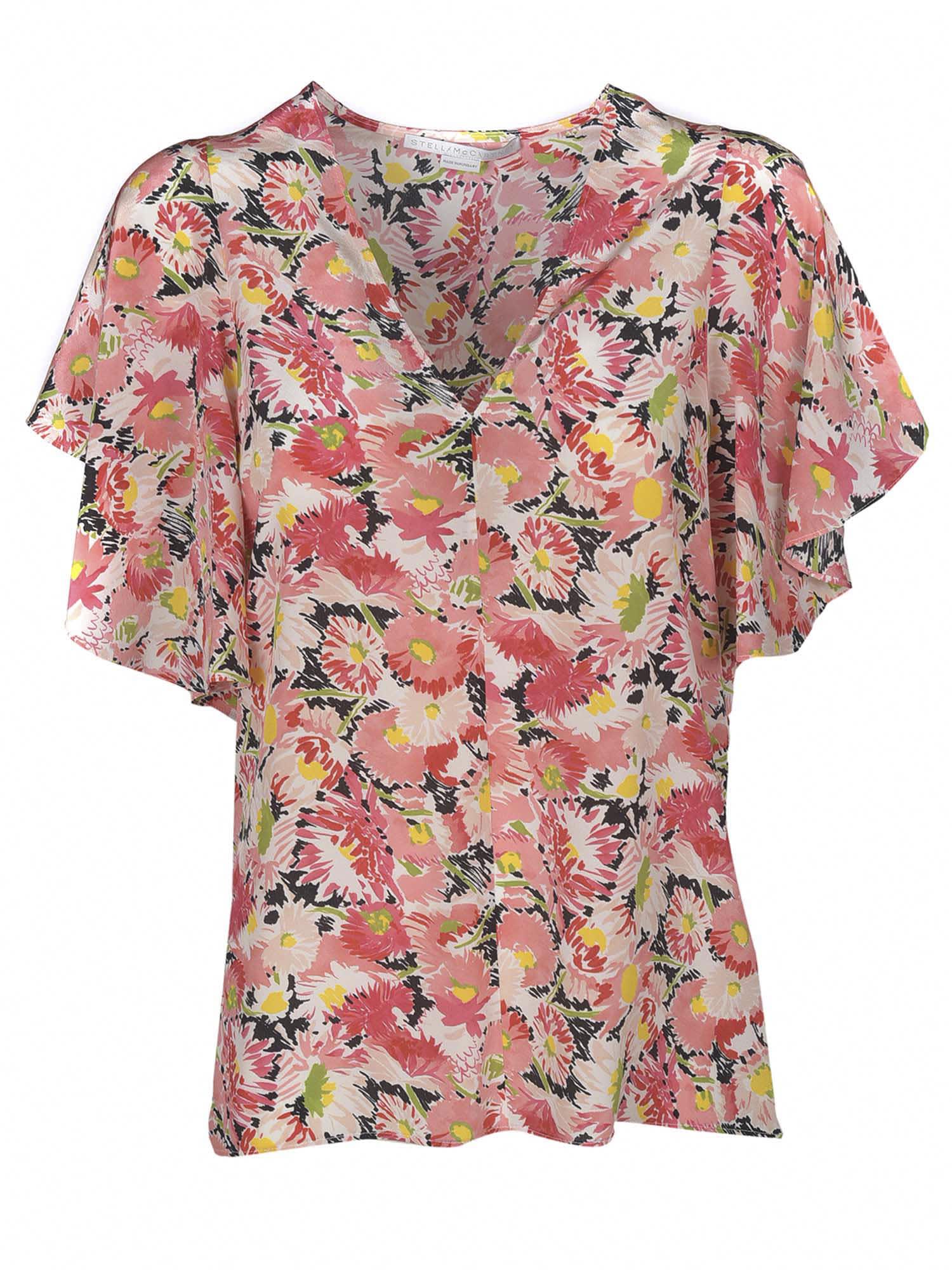 Stella Mccartney 'mallory' Floral Print Silk Top In Pink/multicolor