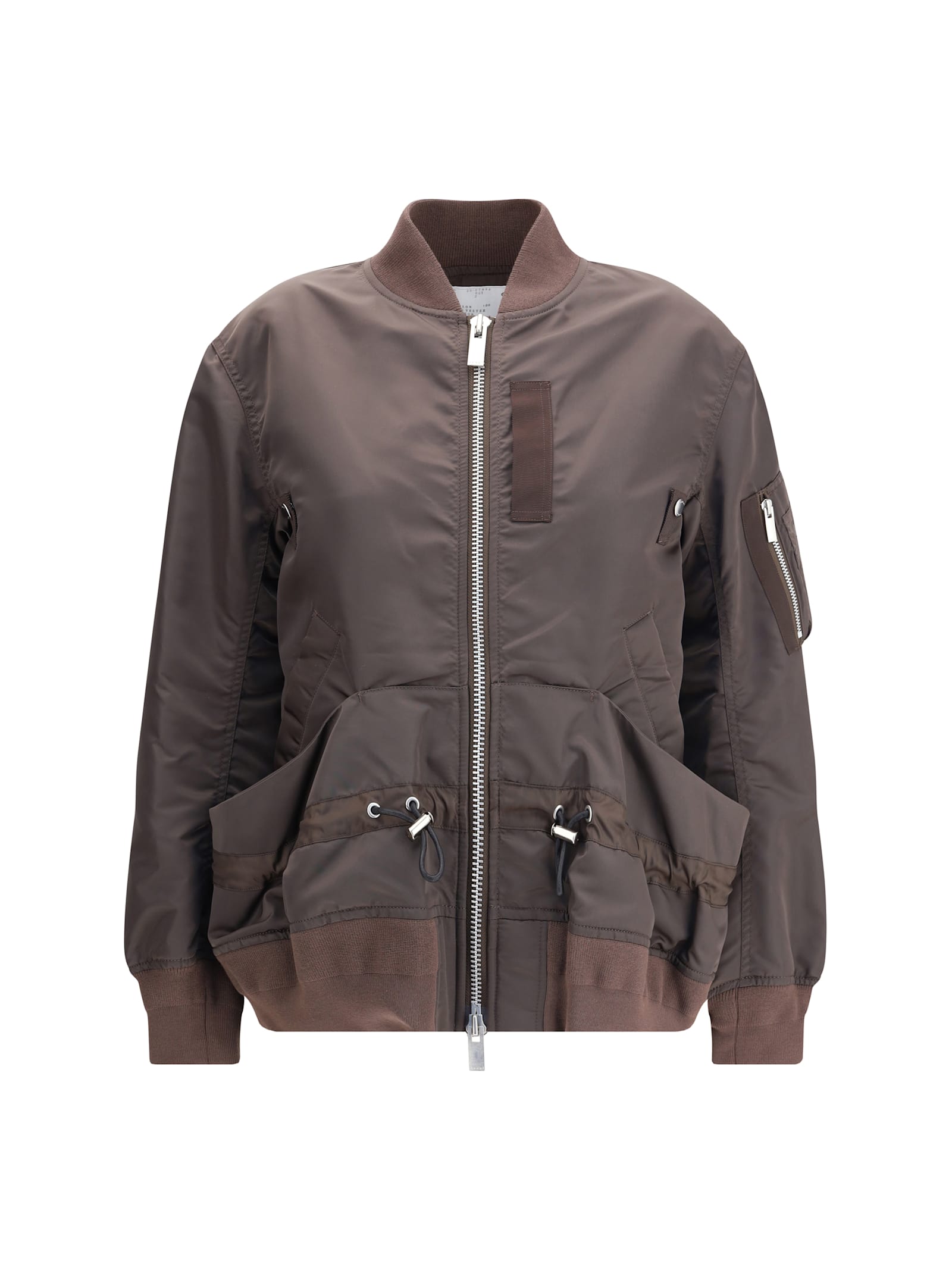 Sacai Drawstring-detail Bomber Jacket In Brown
