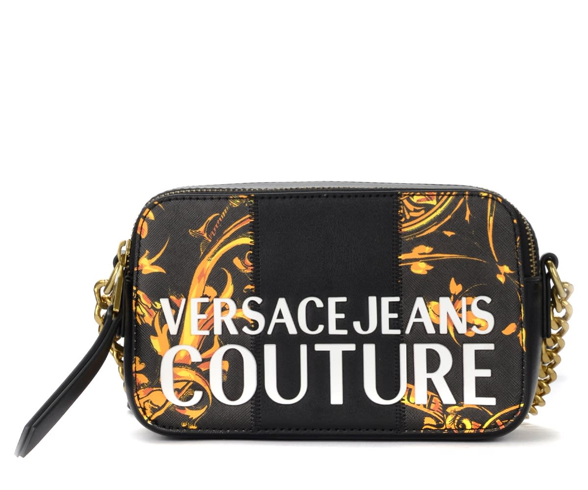 Versace Jeans Couture Shoulder Bag Black With White Logo