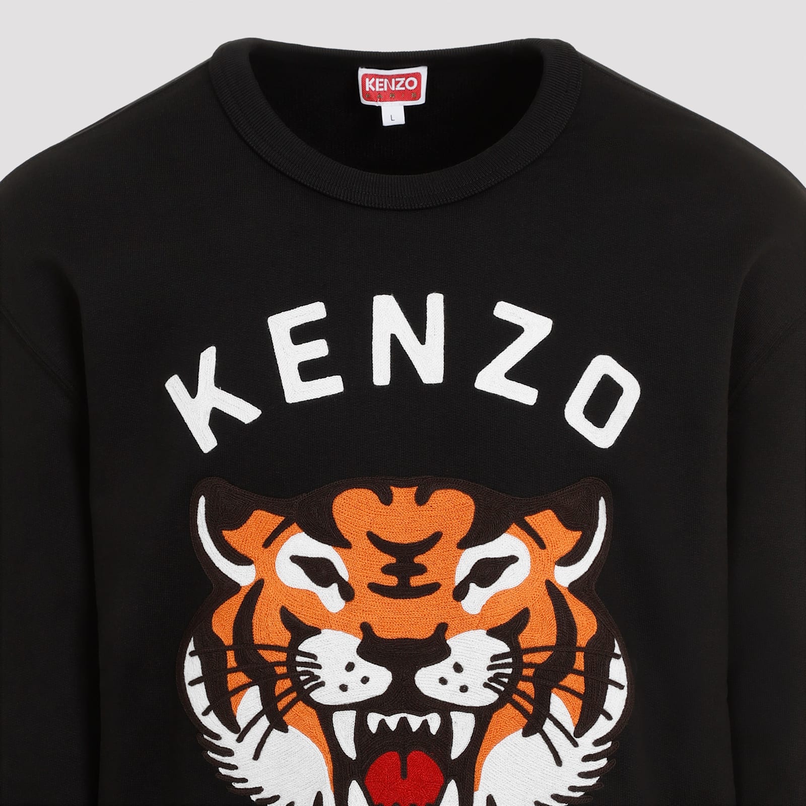 Shop Kenzo Lucky Tiger Cotton Sweatshirt In J Black