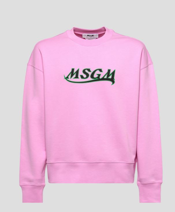 Shop Msgm Crewneck In Black/pink