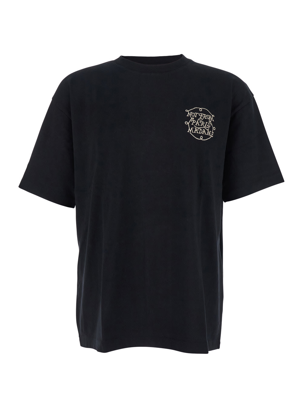 le T-shirt Slogan Tresses Black Crewneck T-shirt With Front And Rear Slogan Print In Cotton Man