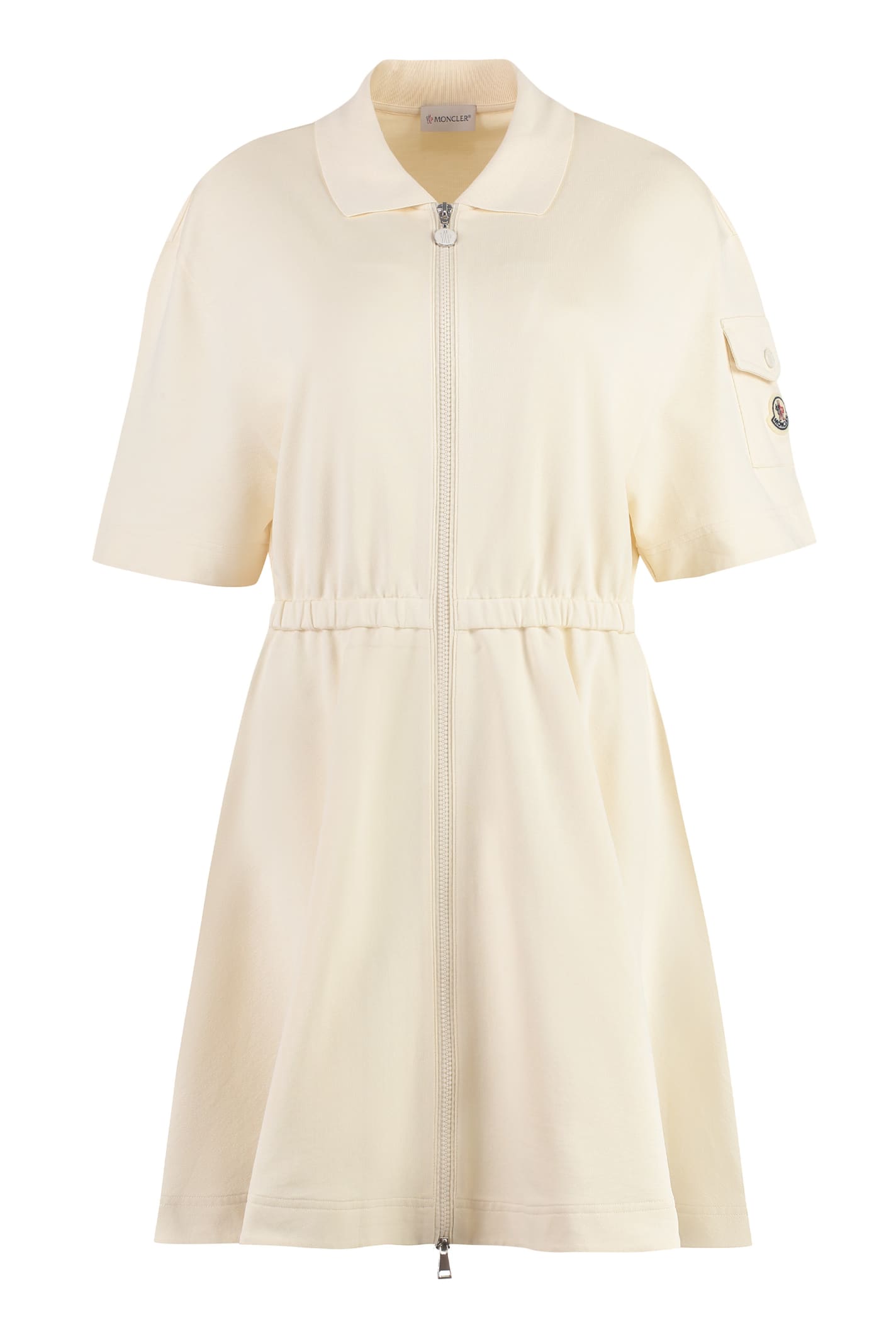 Shop Moncler Cotton Mini-dress In White