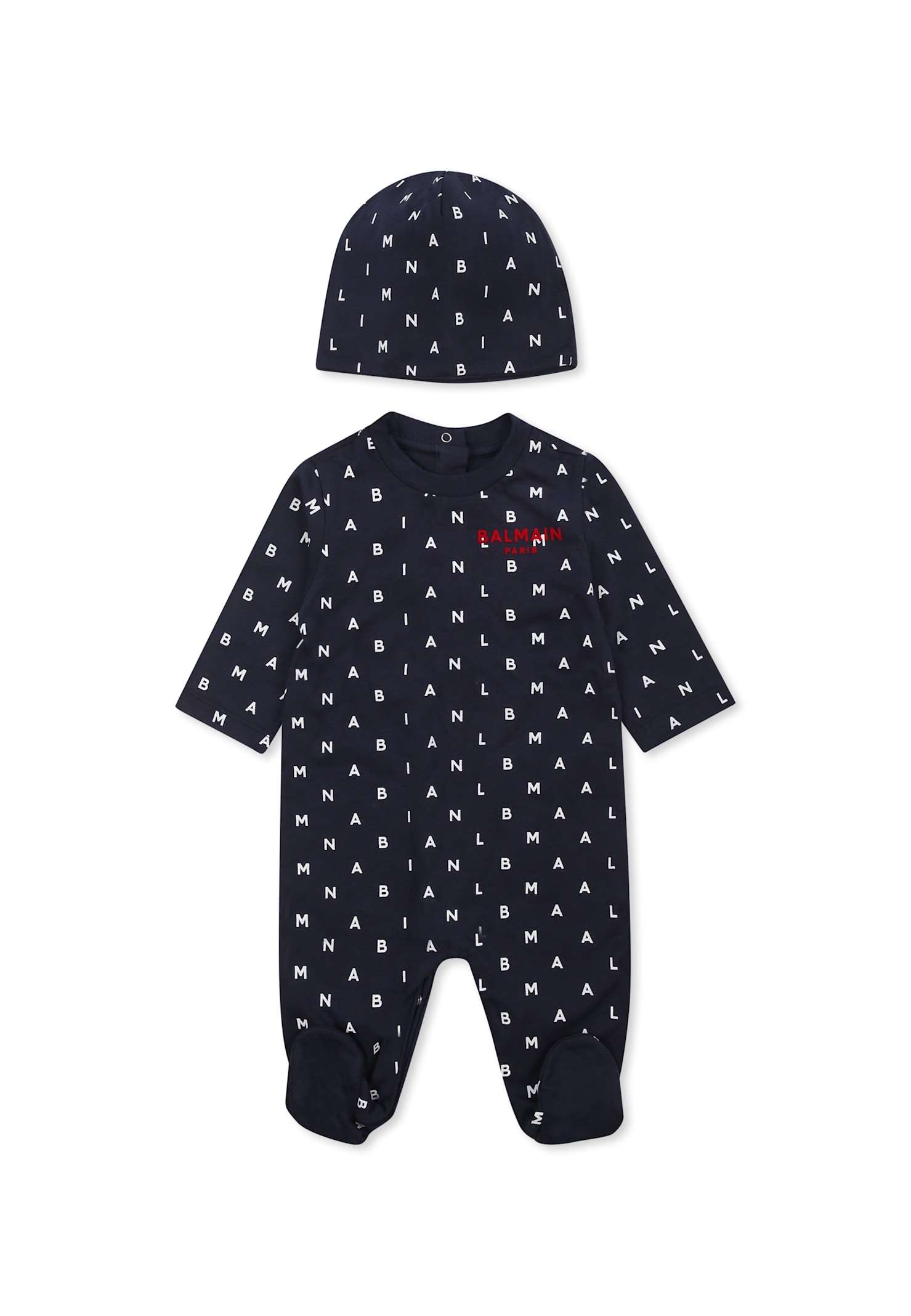 Balmain Blue Babygrow Set For Babykids With Logo In Blue