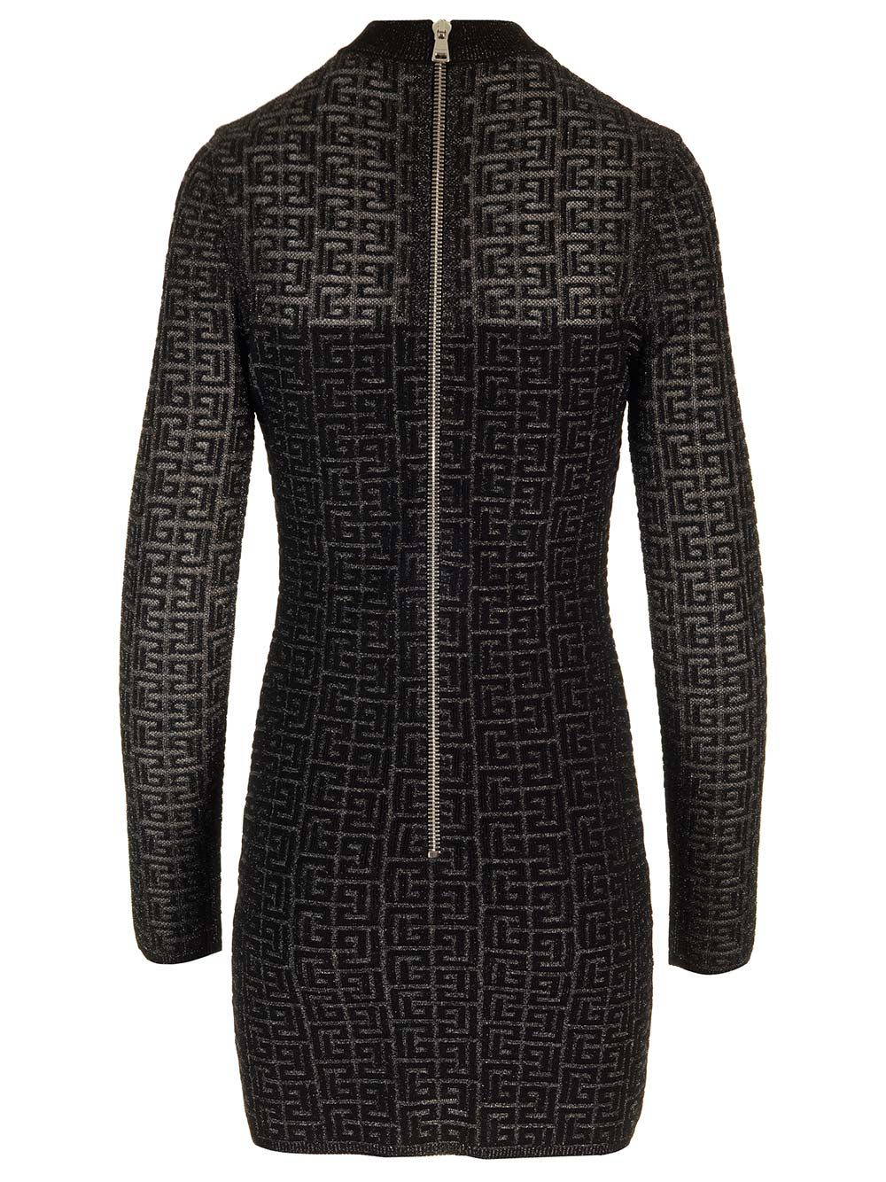 Shop Balmain Pb Monogram Dress Labyrinth In Black