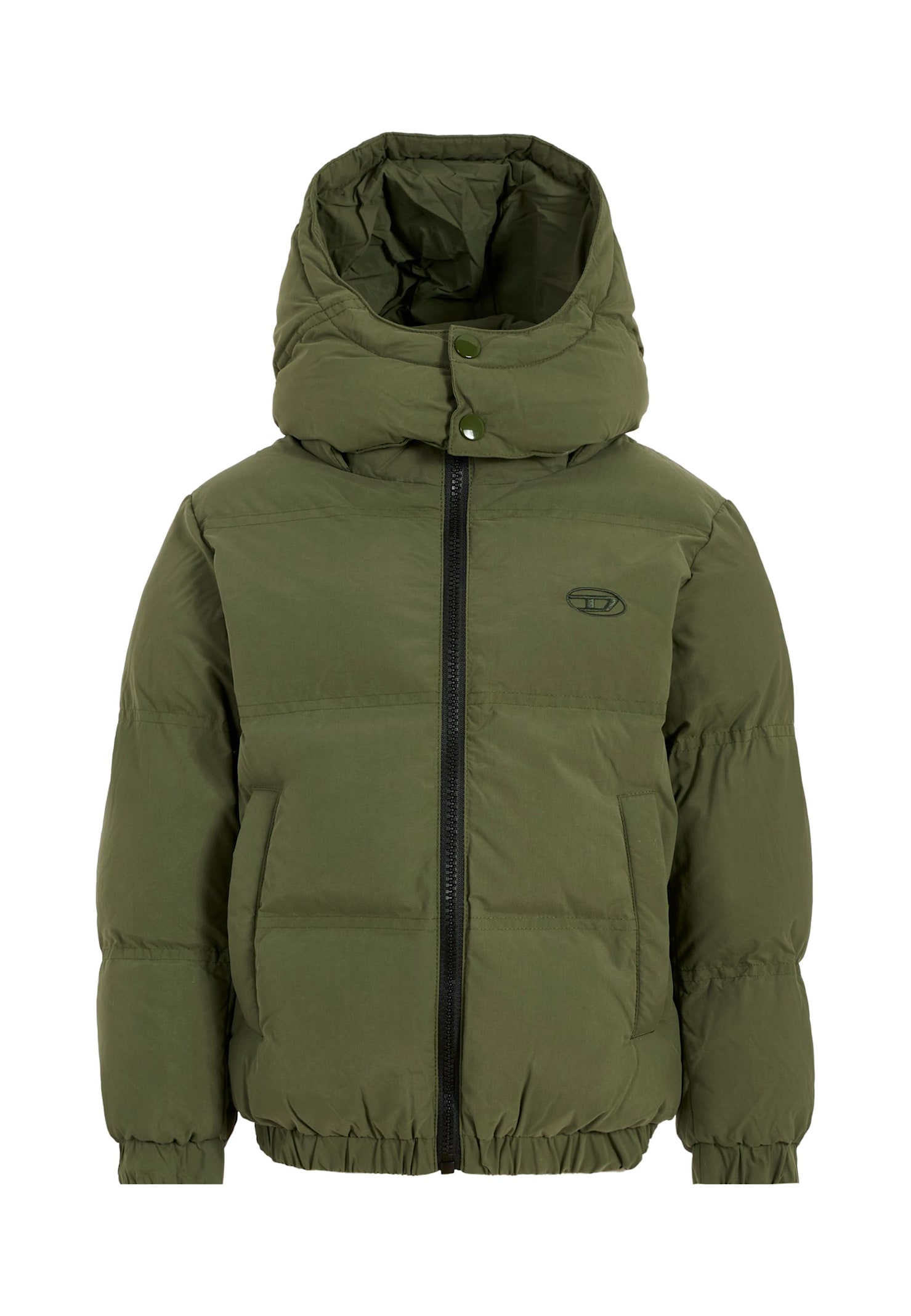 Diesel Green Down Jacket For Kids With In Green