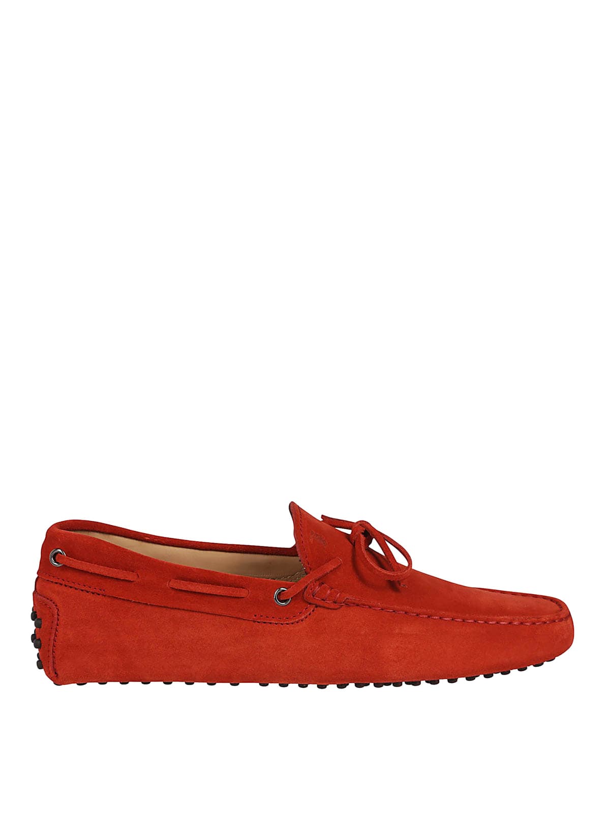 Tods Red Loafers With Buttonhole