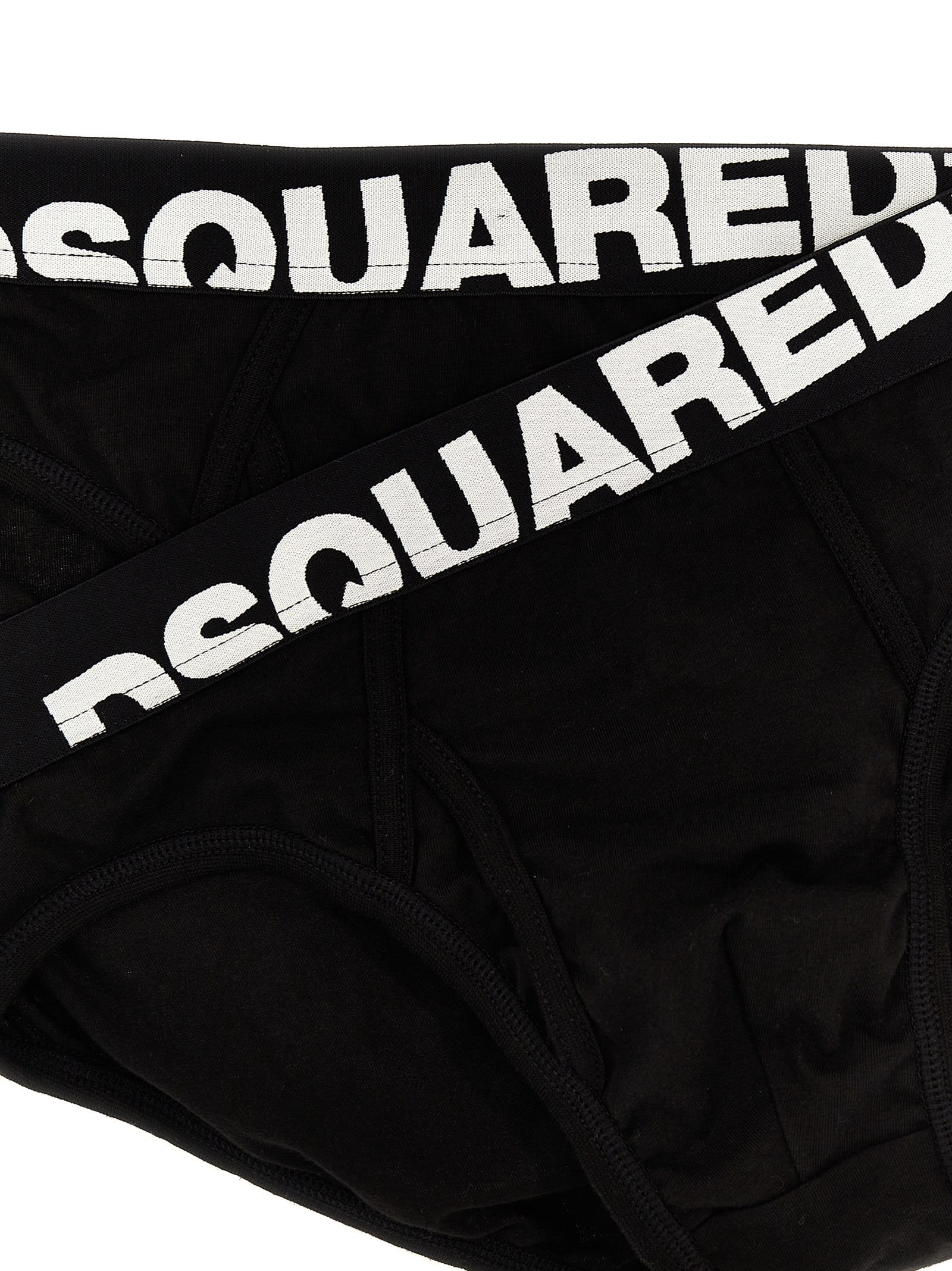 Shop Dsquared2 2-pack Elastic Logo Briefs In Black