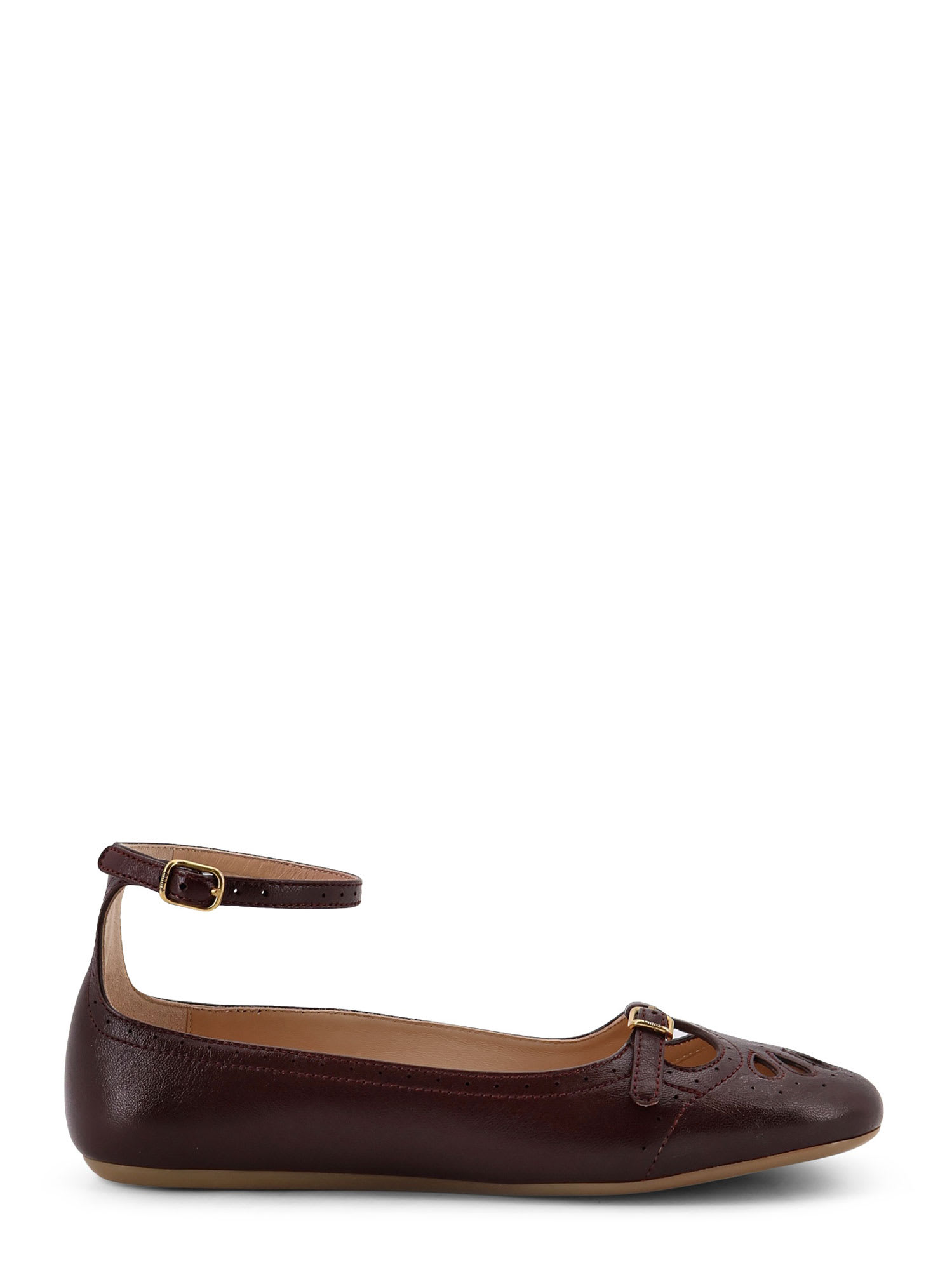 Chloé Lace-up Ballerina Shoes Cut-out Design In Brown