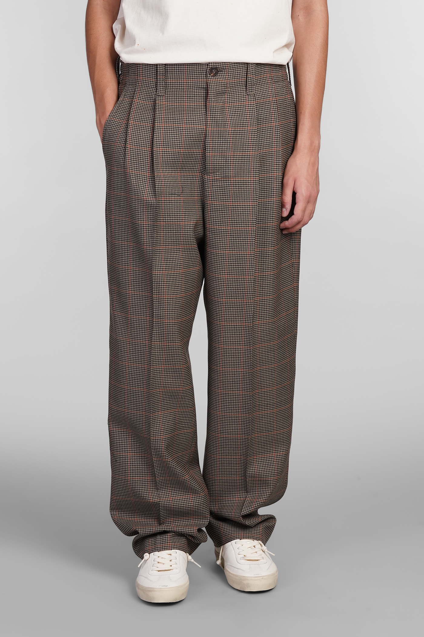 Shop Golden Goose Pants In Beige Wool