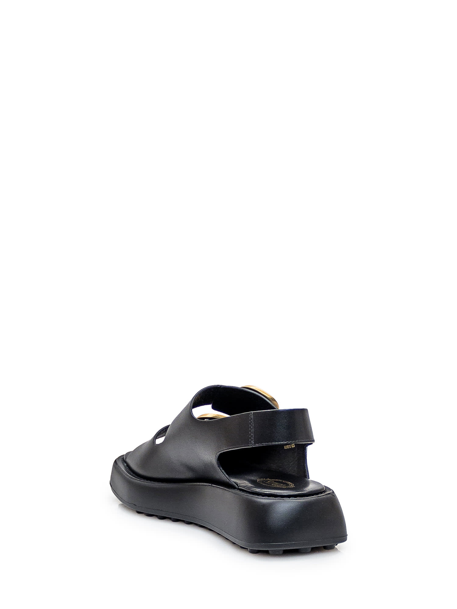 Shop Tod's Leather Sandal In Nero