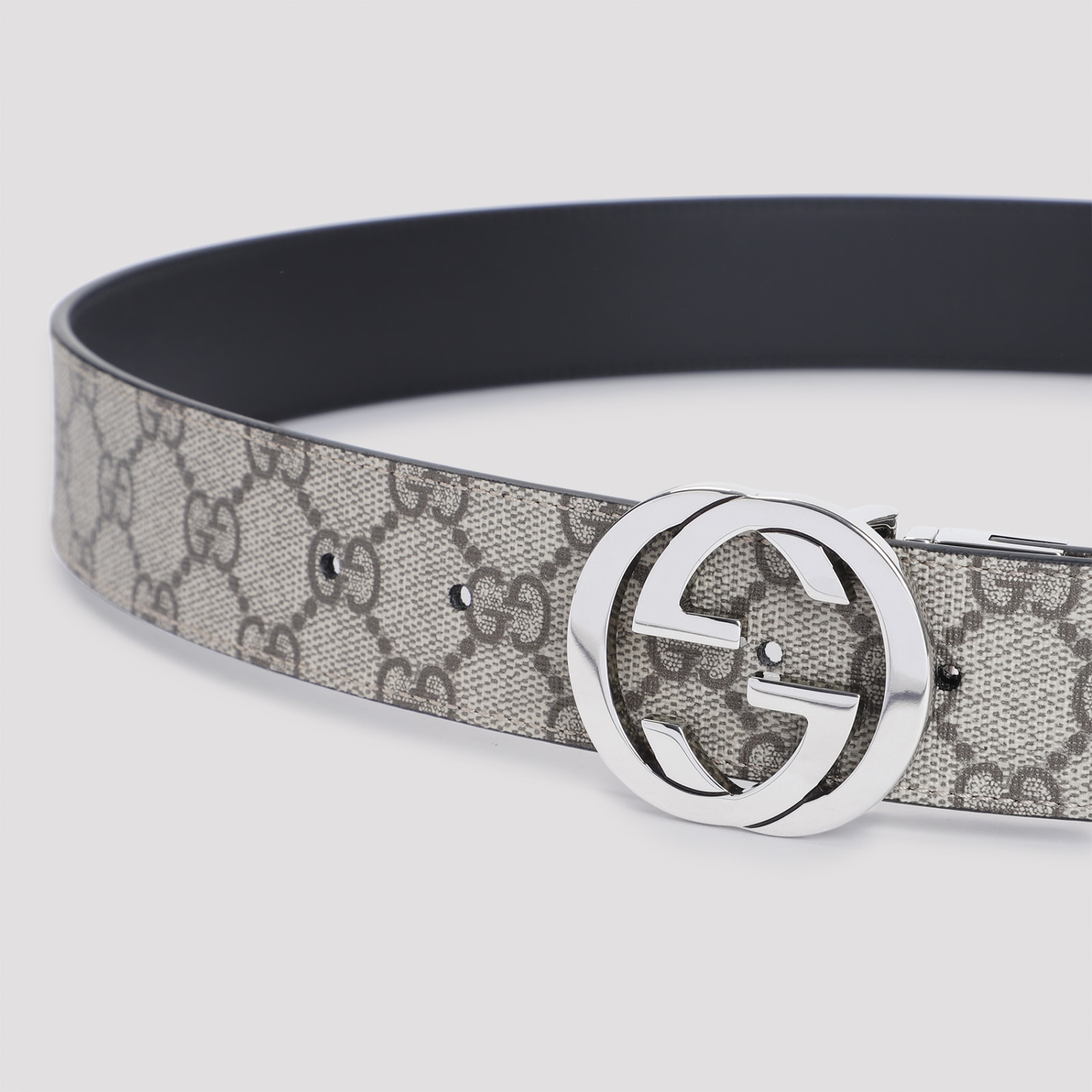 Shop Gucci Reversible Belt With Gg In Beige Ebony