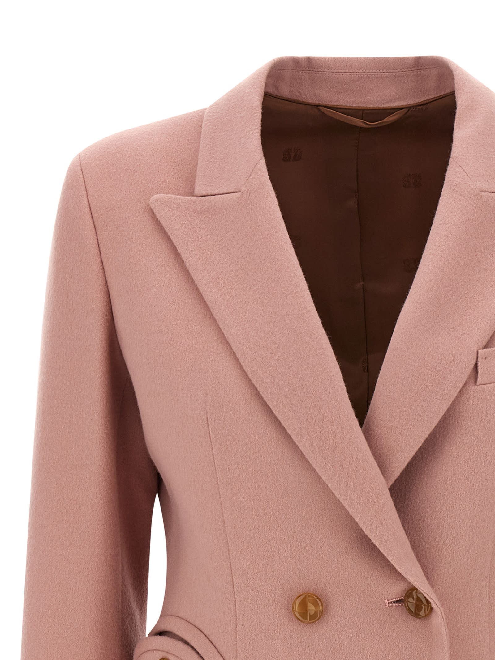Blazé Milano Double-breasted Round-pockets Blazer In Pink