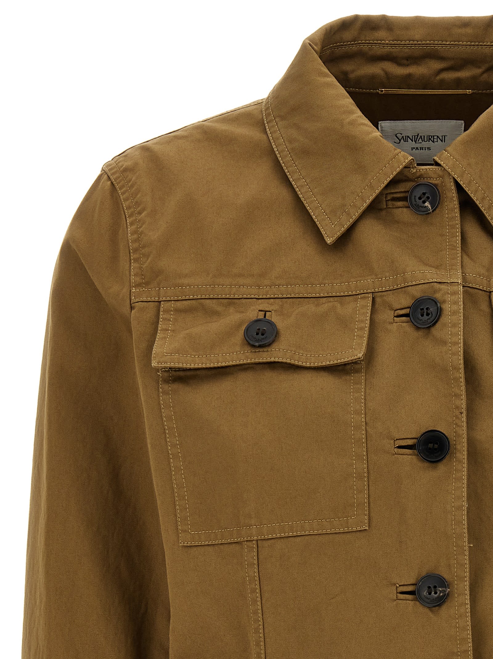 Saint Laurent Brown Canvas Jacket In Brown