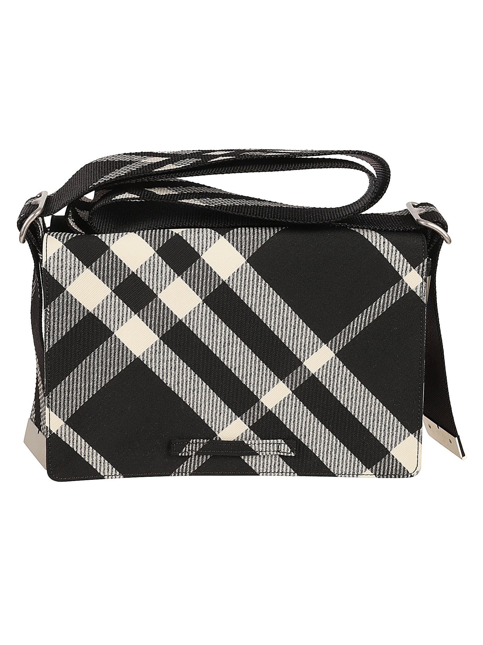 Shop Burberry Check Flap Shoulder Bag In Black