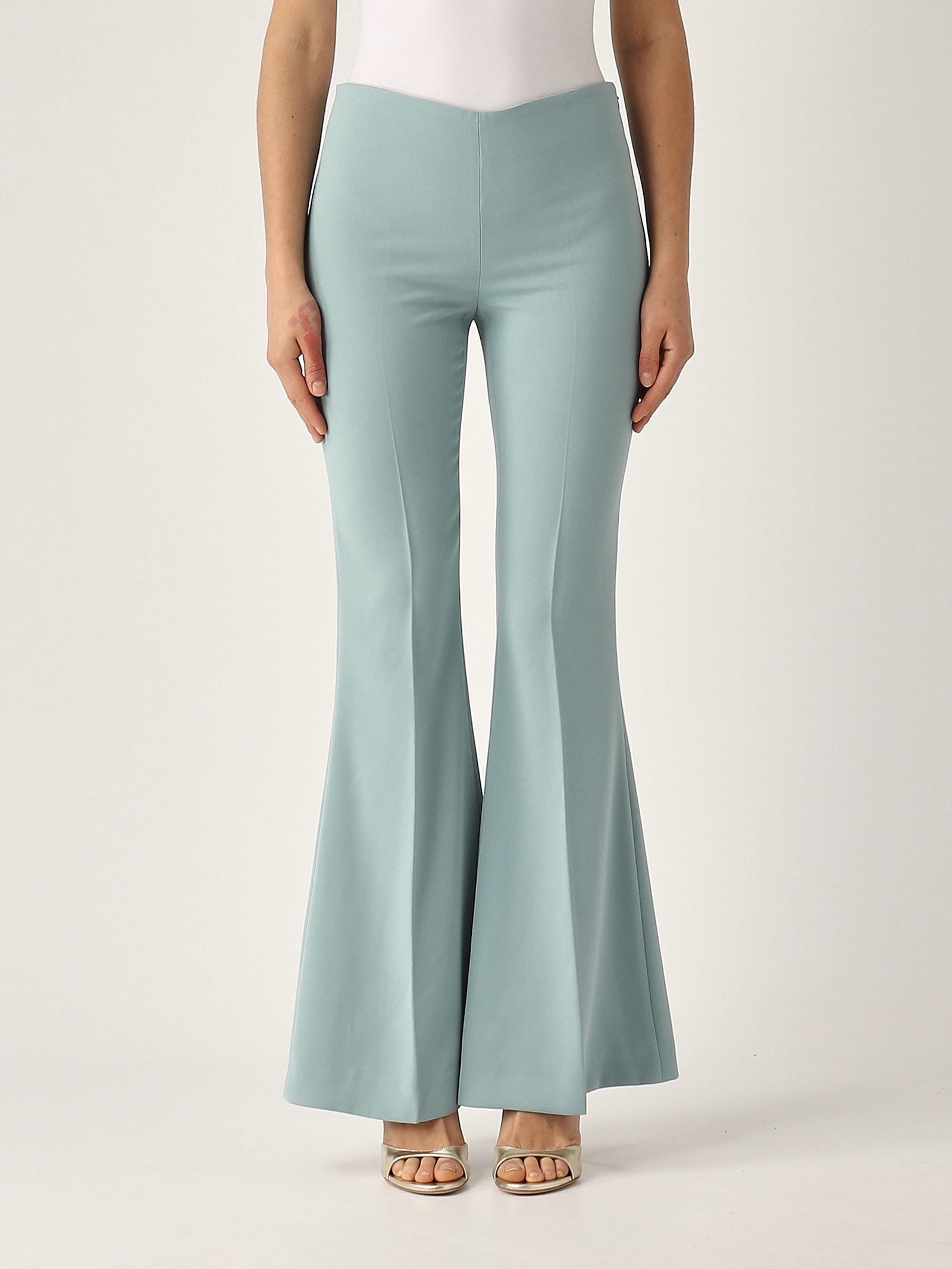 Twinset Pantalone Flare In Crepe Fluido Trousers In Carta Da Zucchero