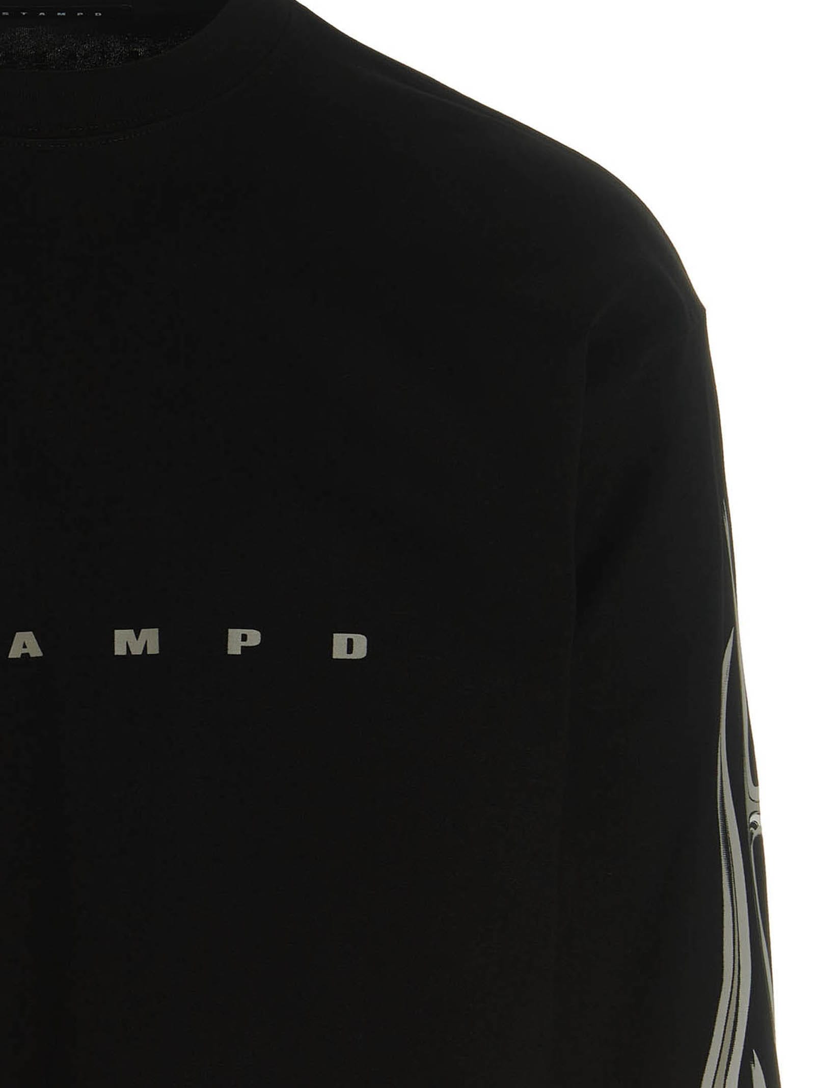 Shop Stampd T-shirt Chrome Flame In Black