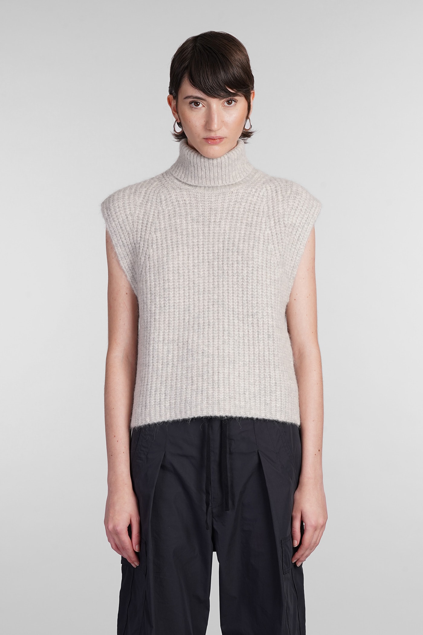 Shop Marant Etoile Megan Knitwear In Grey Wool In Beige