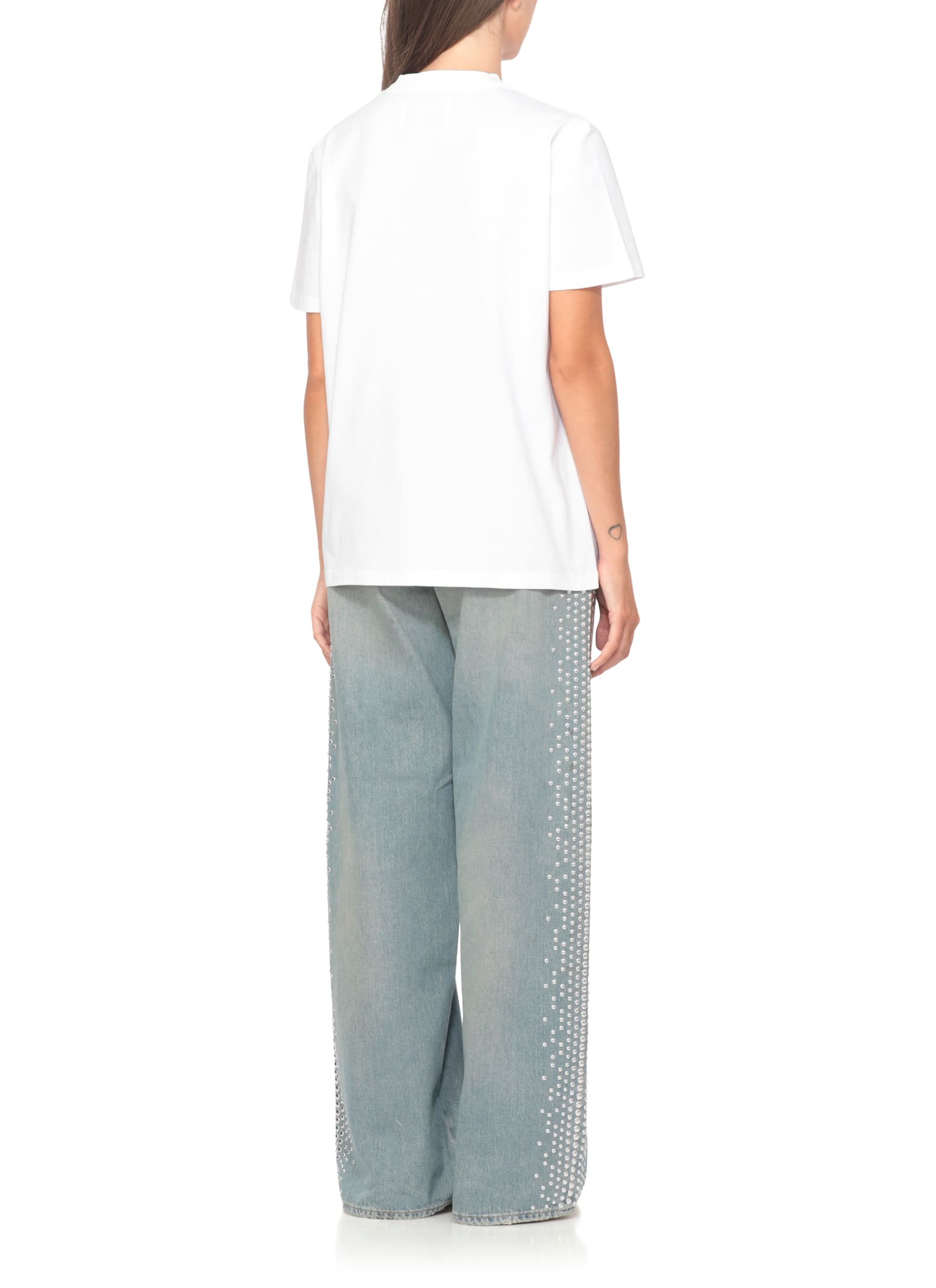Golden Goose Star Collection T-shirt With Glittered Star On The Front In White