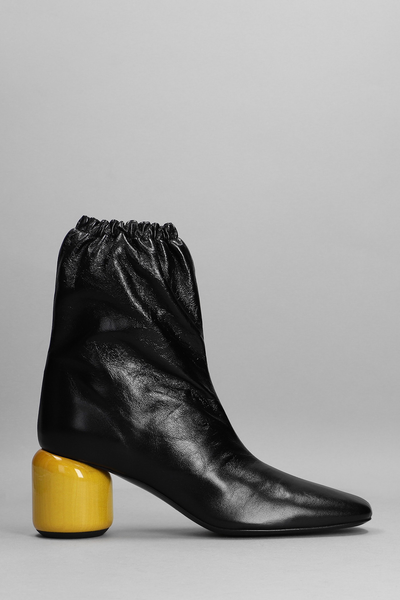 Jil Sander Nikki 411 Low Heels Ankle Boots In Black Leather