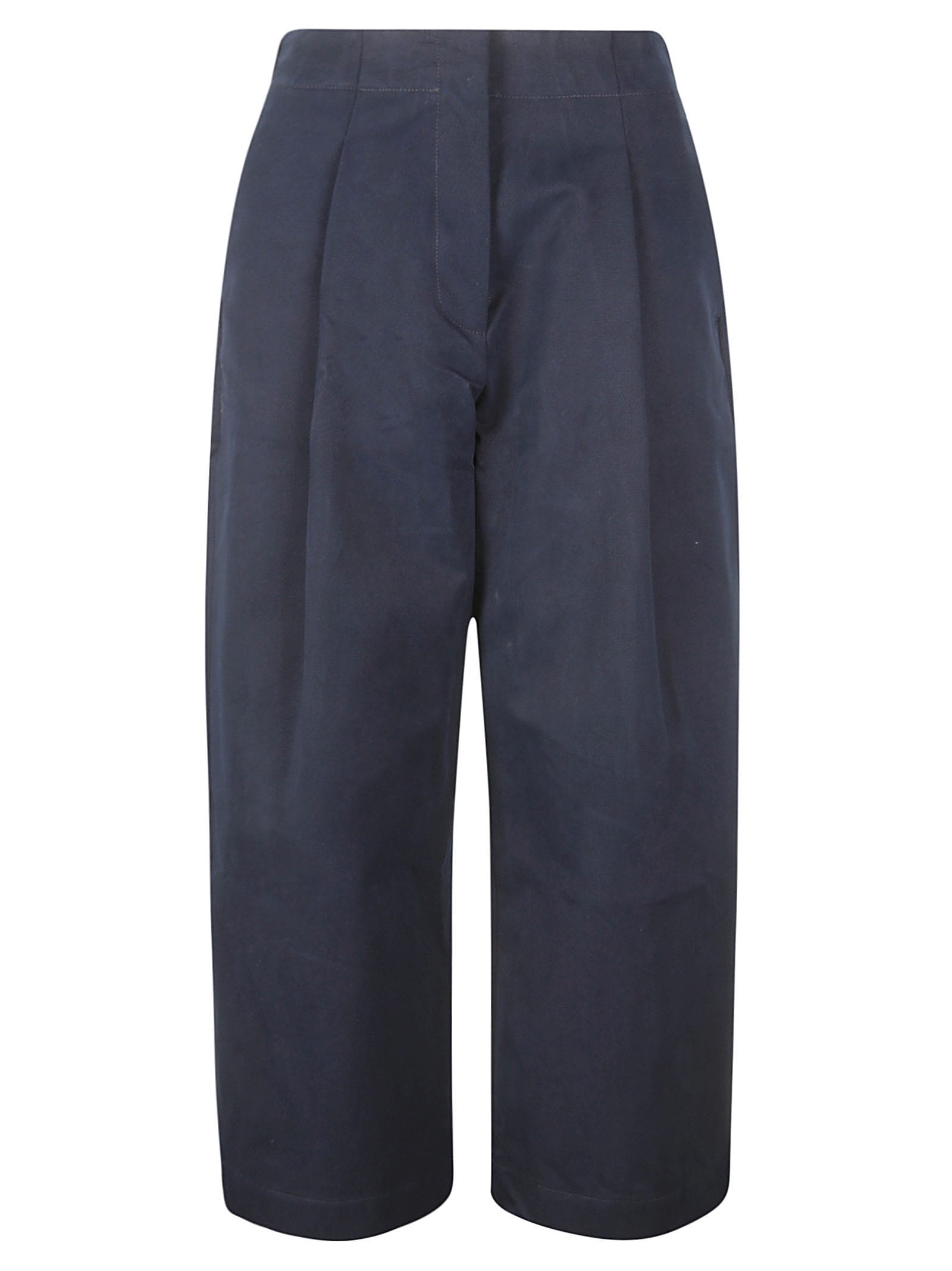 Shop Studio Nicholson Continuity - Pants - Deep Pleat Volume Ankle Crop In Dark Navy