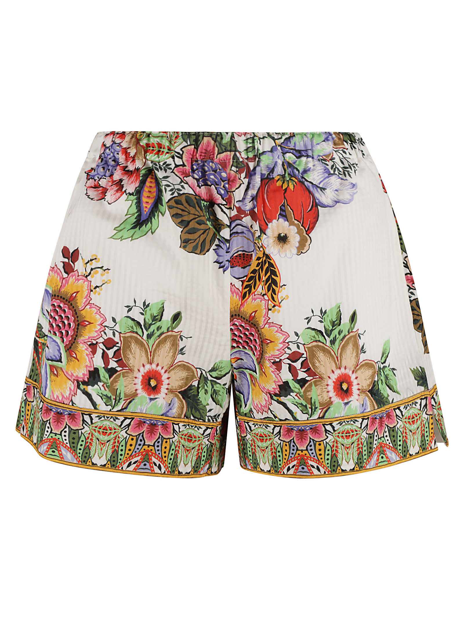 Shop Etro Floral Print Elastic Waist Shorts