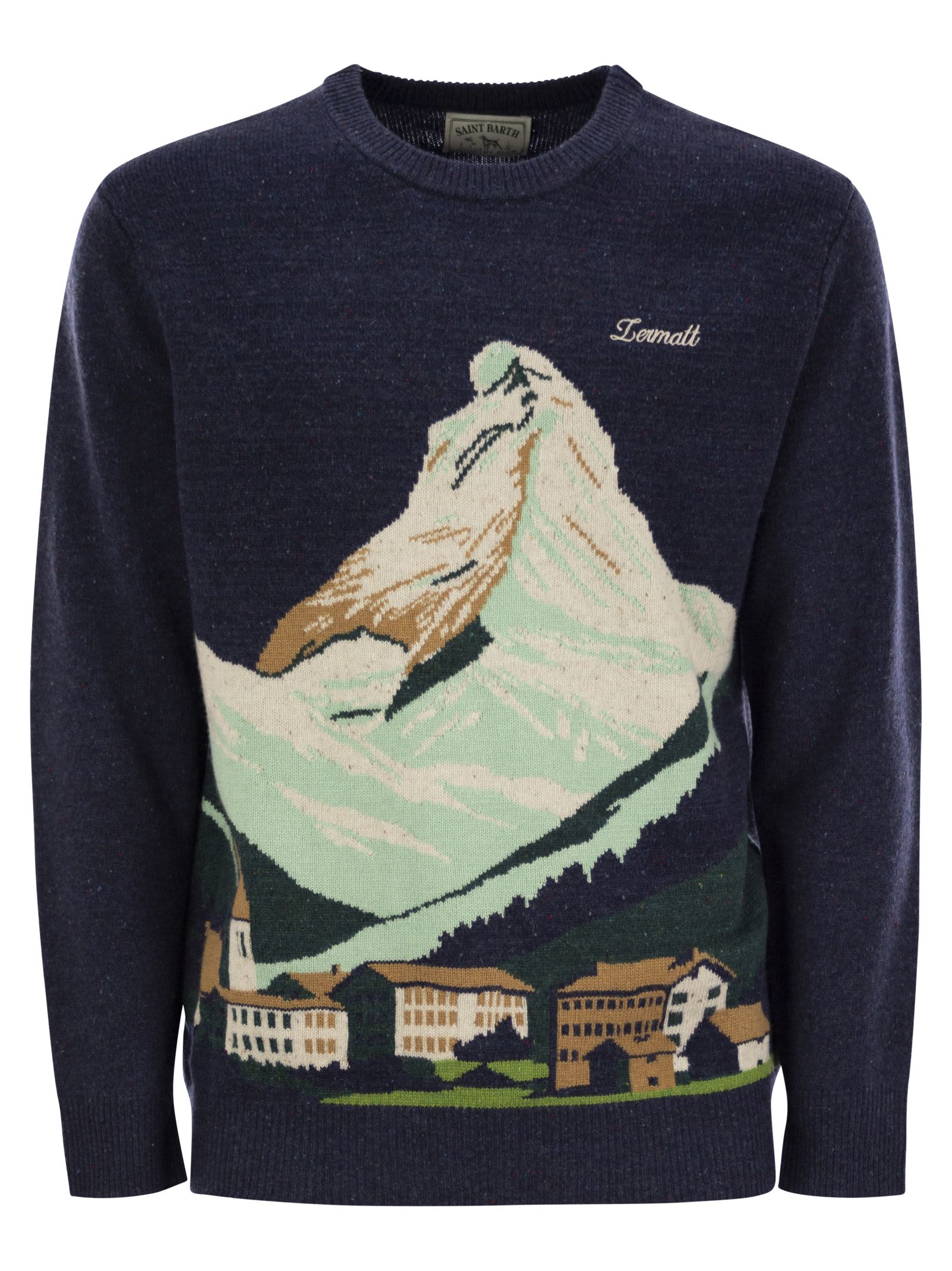 Mc2 Saint Barth Zermatt Wool And Cashmere Blend Jumper In Navy