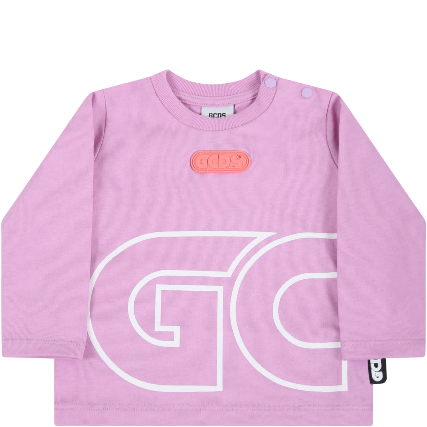 GCDS Mini Lilac T-shirt For Baby Girl With Logo