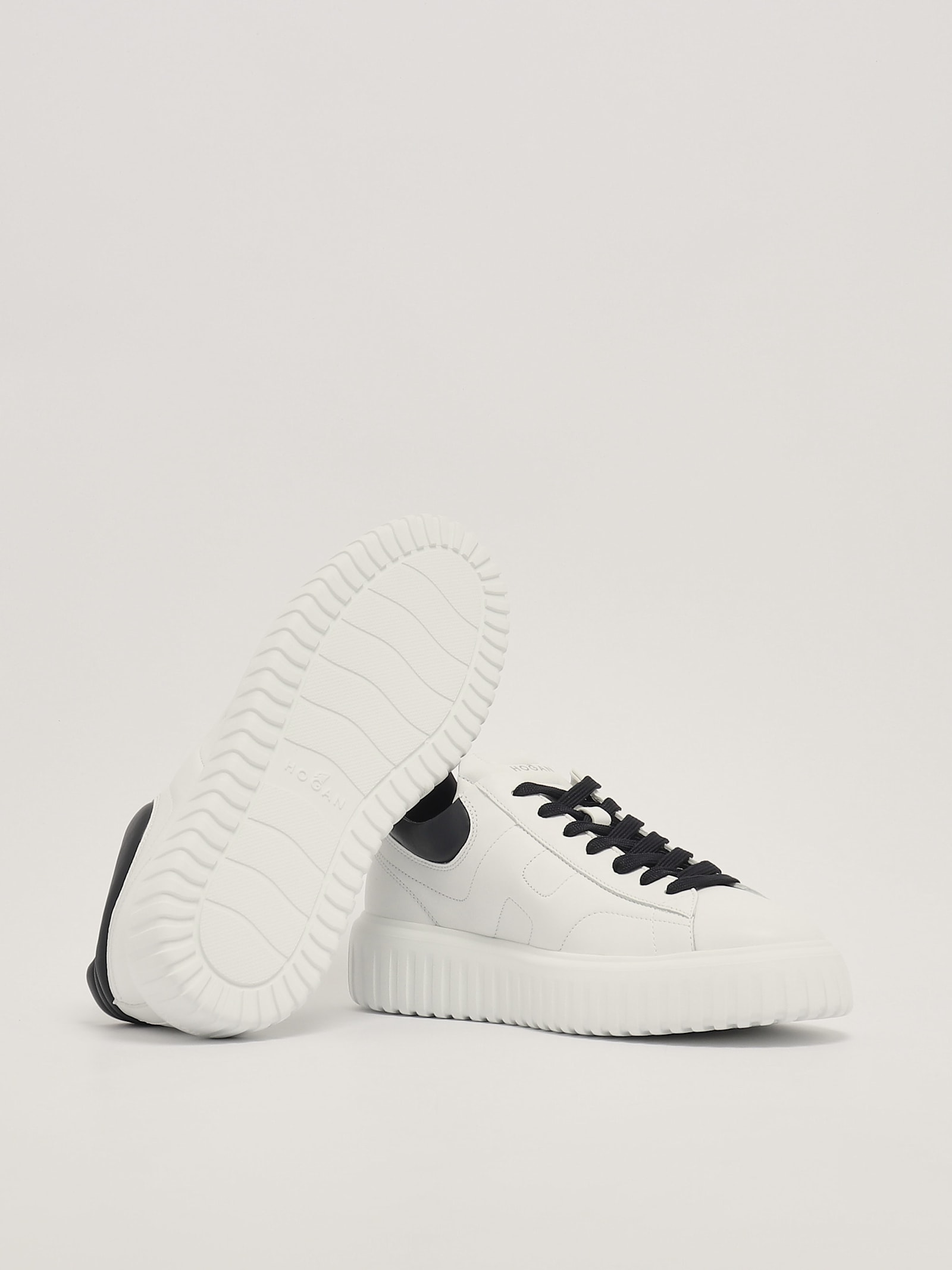 Shop Hogan H-stripes Allacciato Sneaker In Bianco-navy